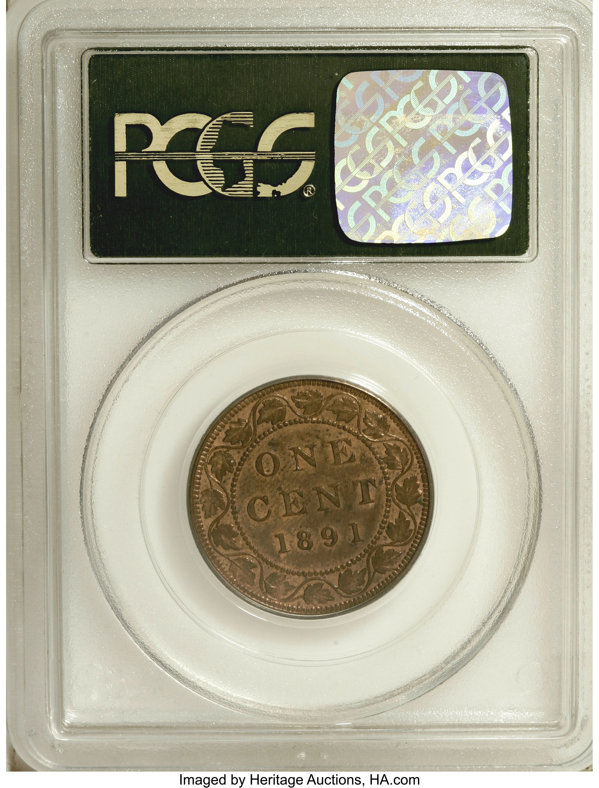 1891 1c Large Date, Large Leaves, Obverse 2 MS RB MS62 RB thumbnail 12
