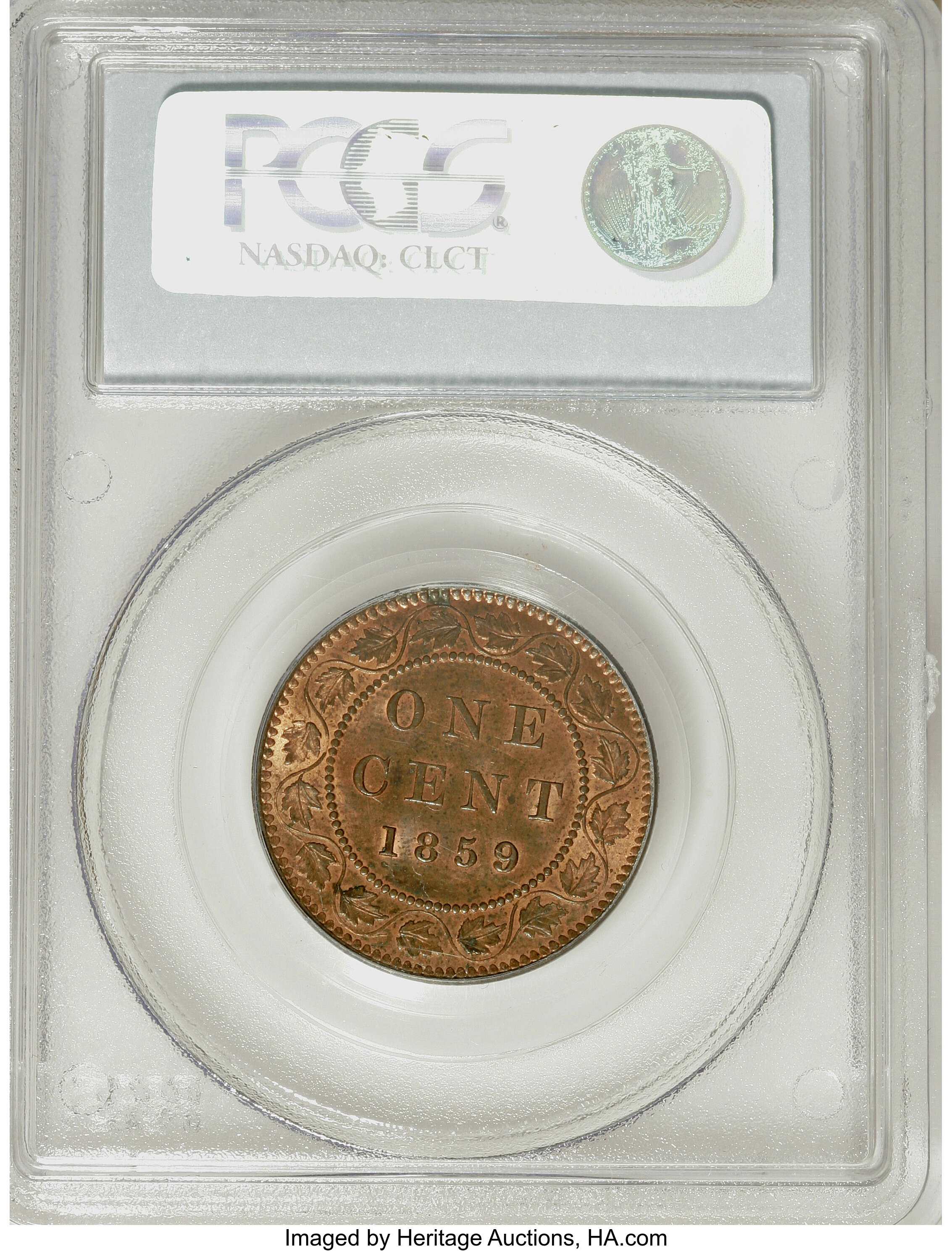 1859/8 1c Province of Canada, Medal Alignment, Wide 9 MS RB MS63 RB thumbnail 7