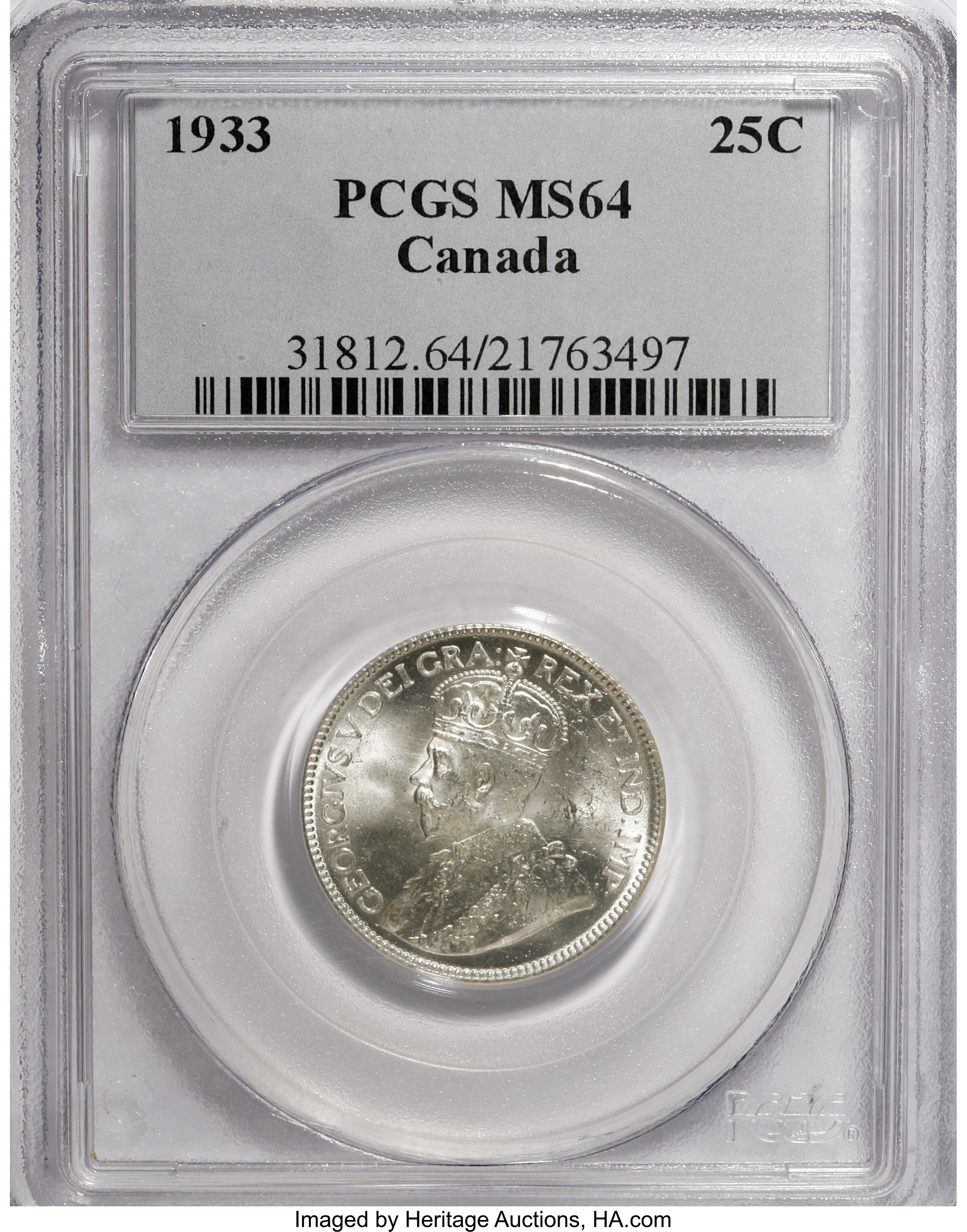 Canada: George V 25 Cents 1933,...