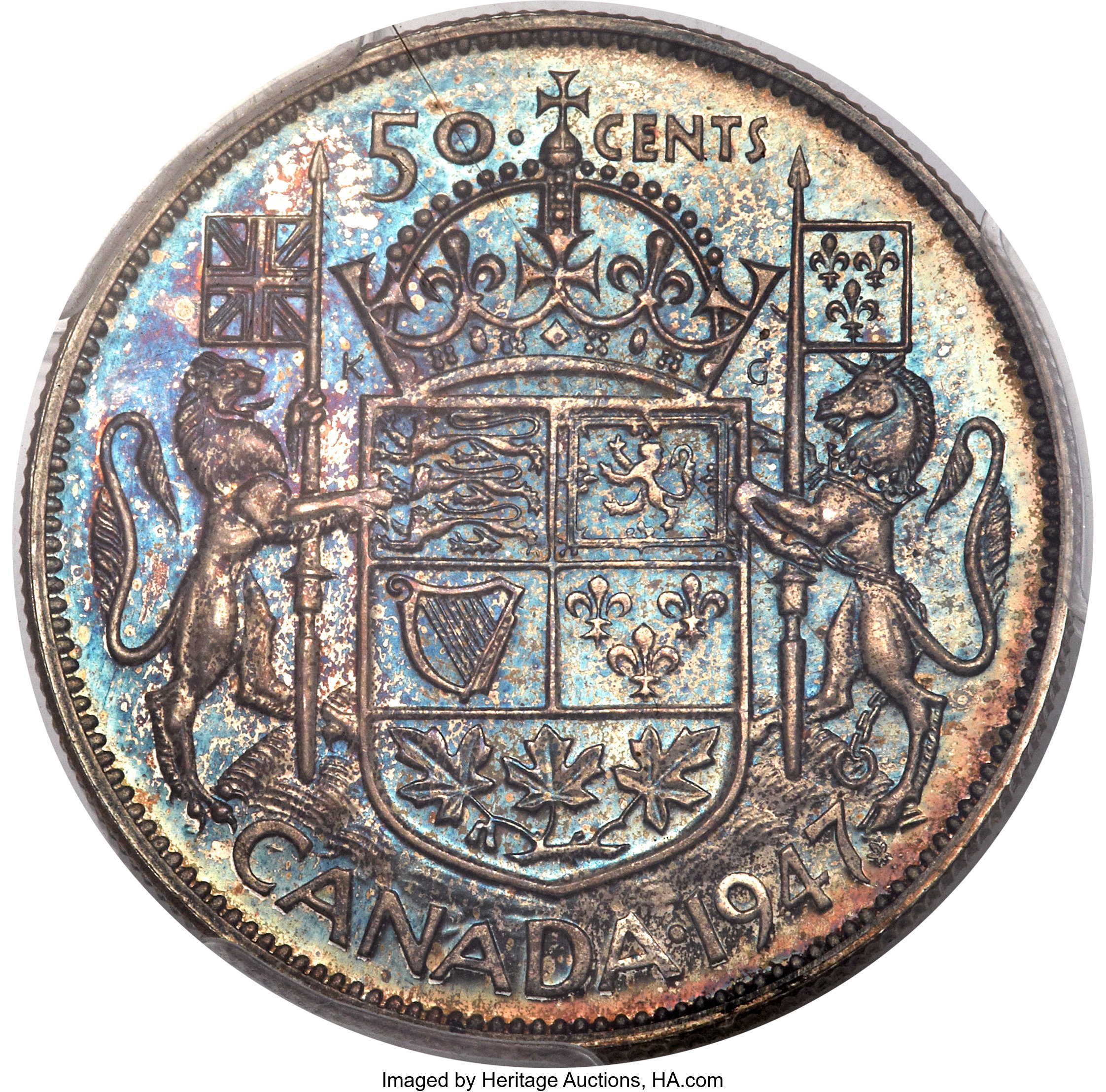 1947 50c Maple Leaf, Curved 7 MS60 thumbnail 16