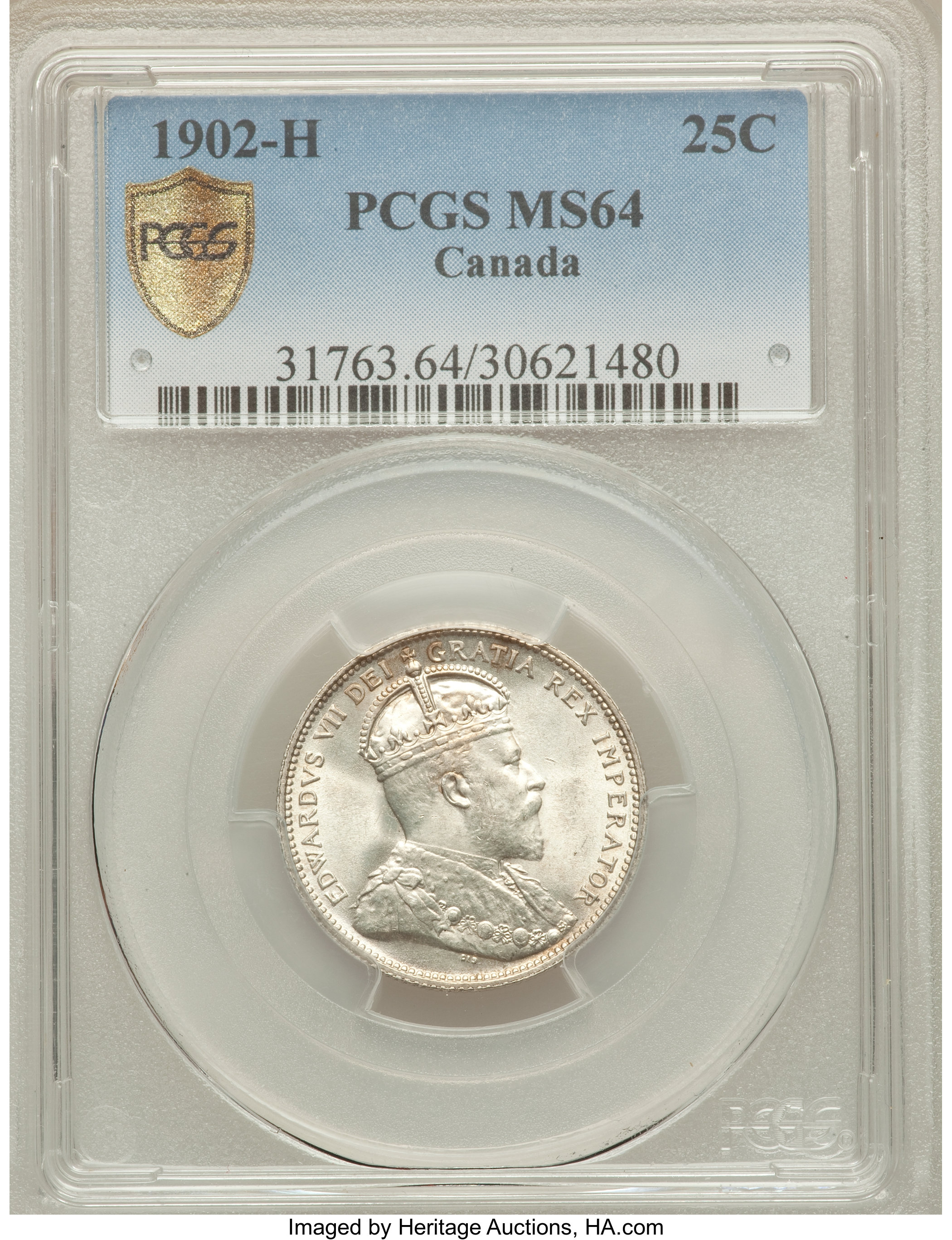 Canada: Edward VII 25 Cents 1902-H MS64 PCGS,...