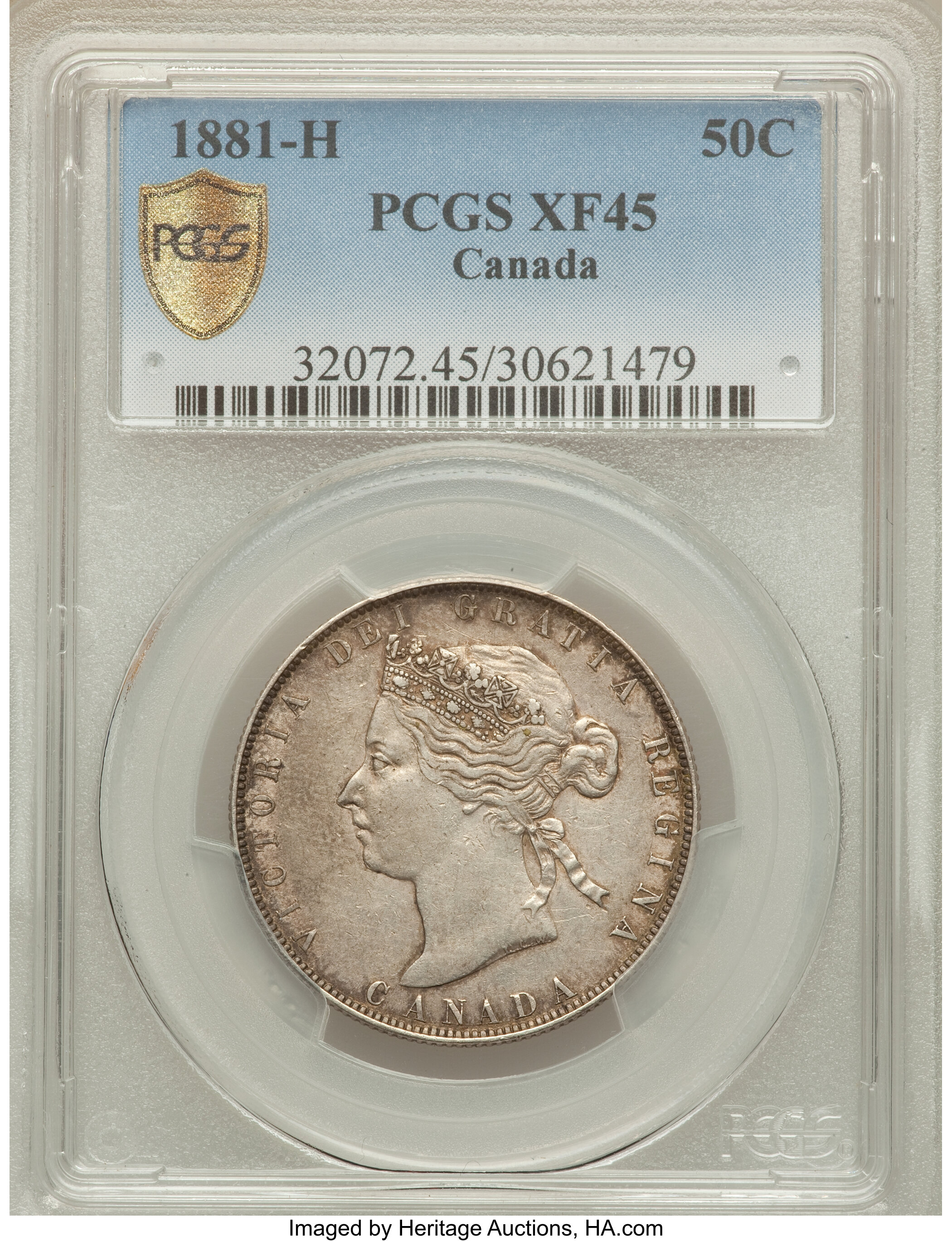 Canada: Victoria 50 Cents 1881-H XF45 PCGS,...