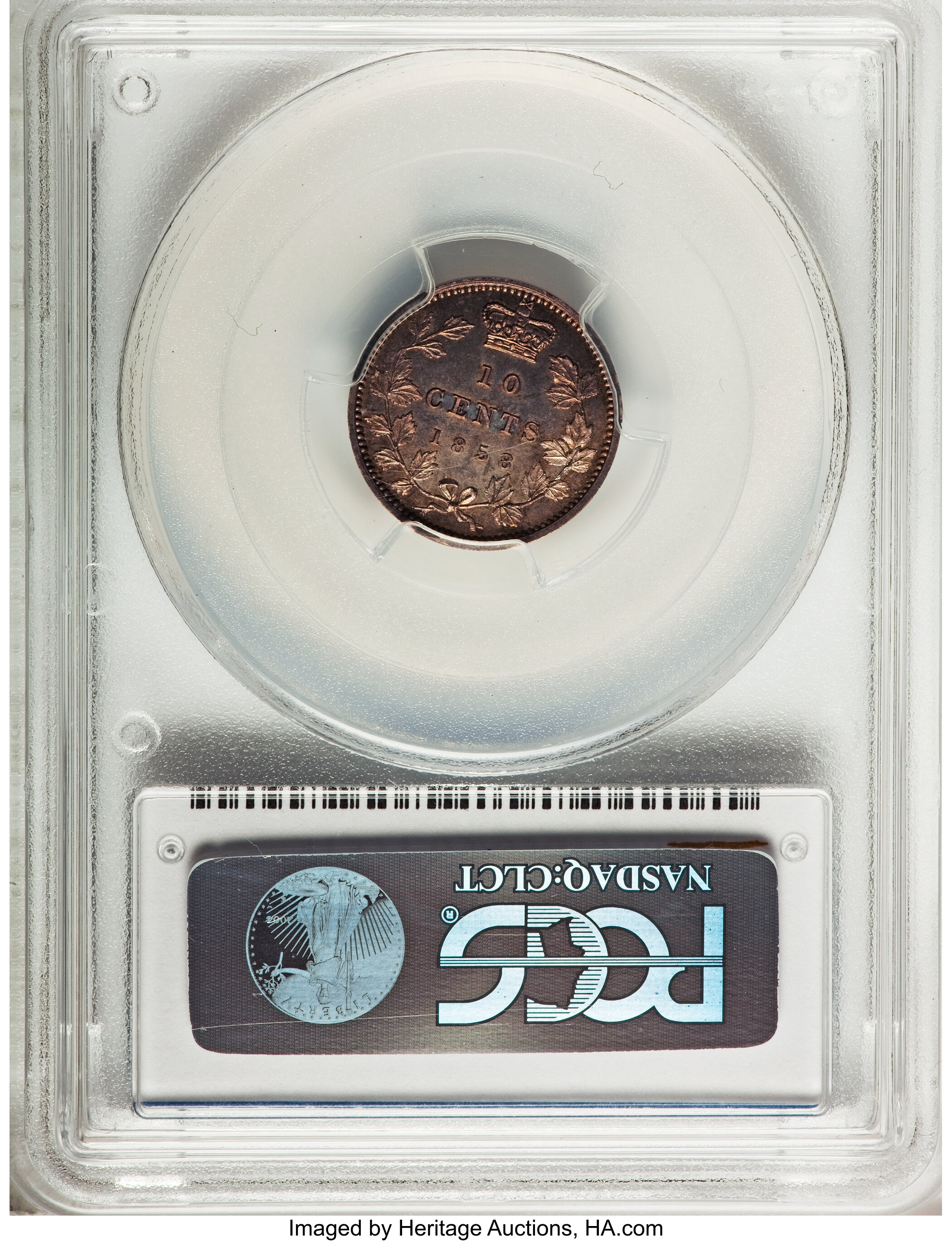 1858 10c Province of Canada, Small Date, Plain Edge MS61 thumbnail 23