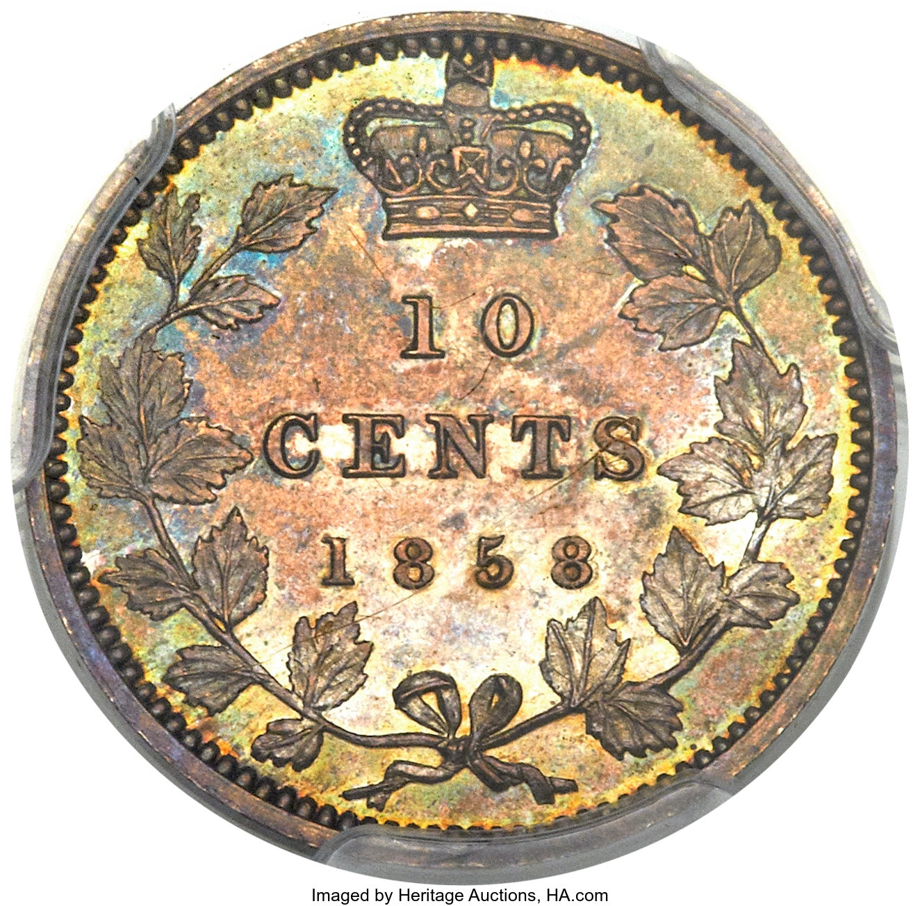 1858 10c Province of Canada, Small Date, Plain Edge MS61 thumbnail 24