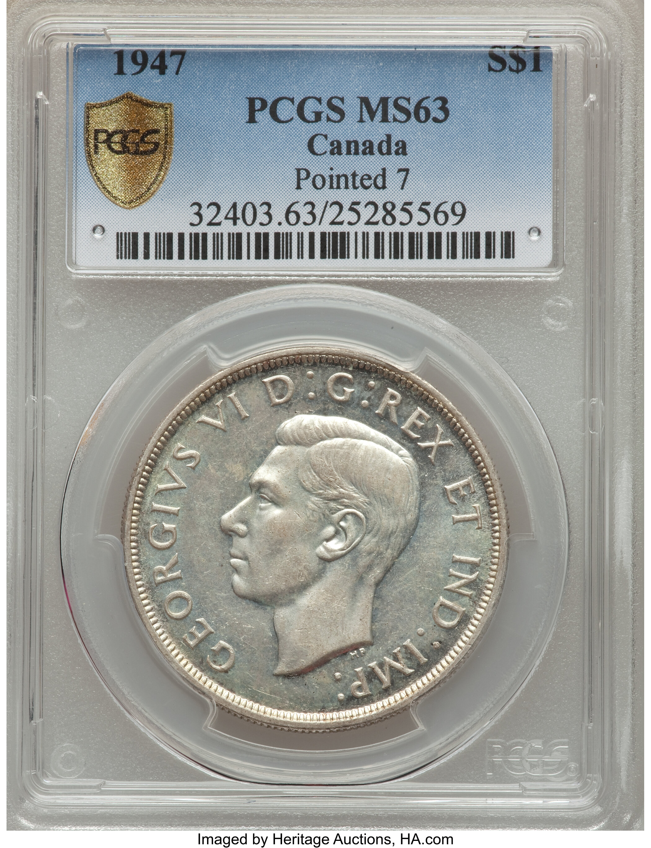 1947 S$1 Pointed 7  MS (KM-37) MS63 thumbnail 10