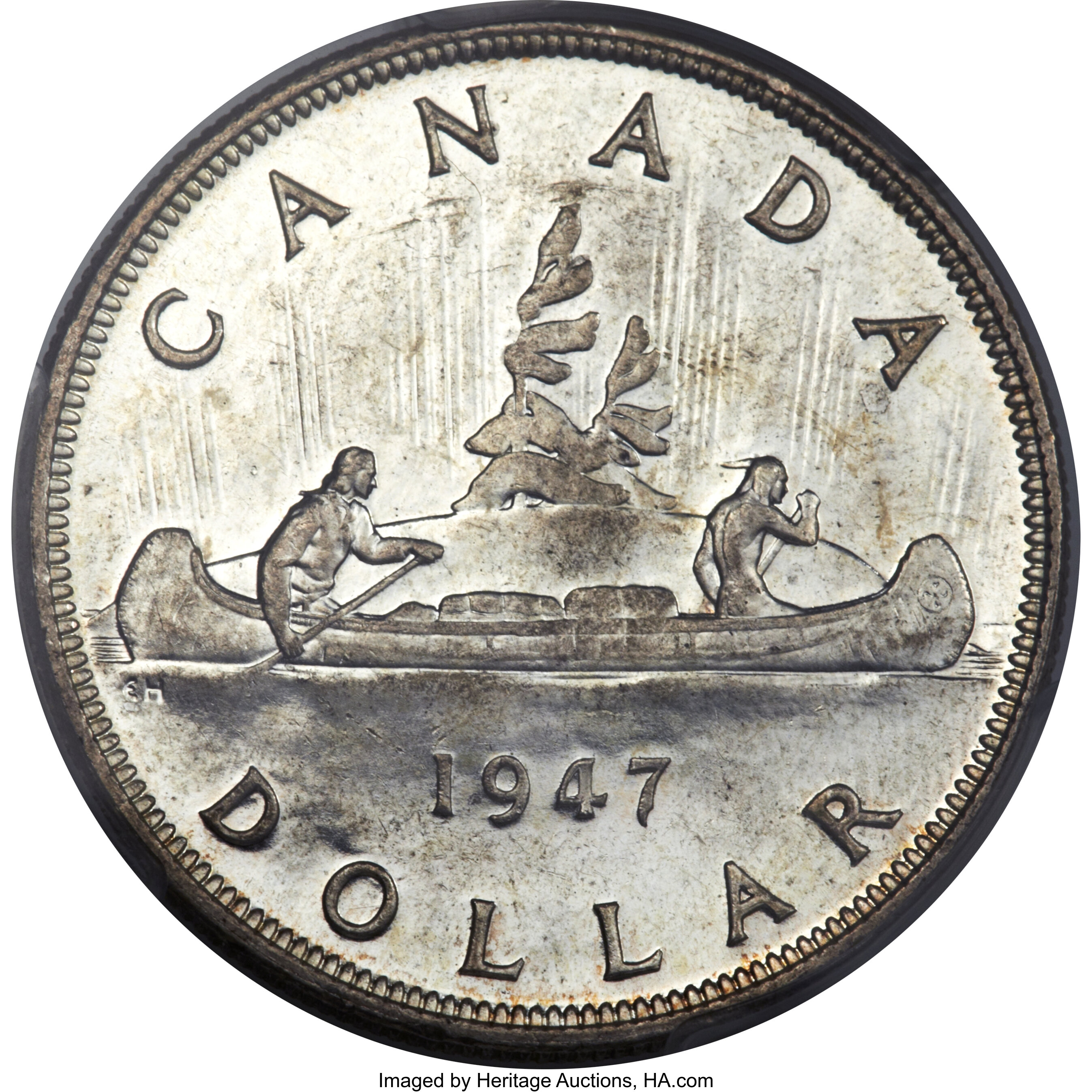 1947 S$1 Pointed 7  MS (KM-37) MS63 thumbnail 12