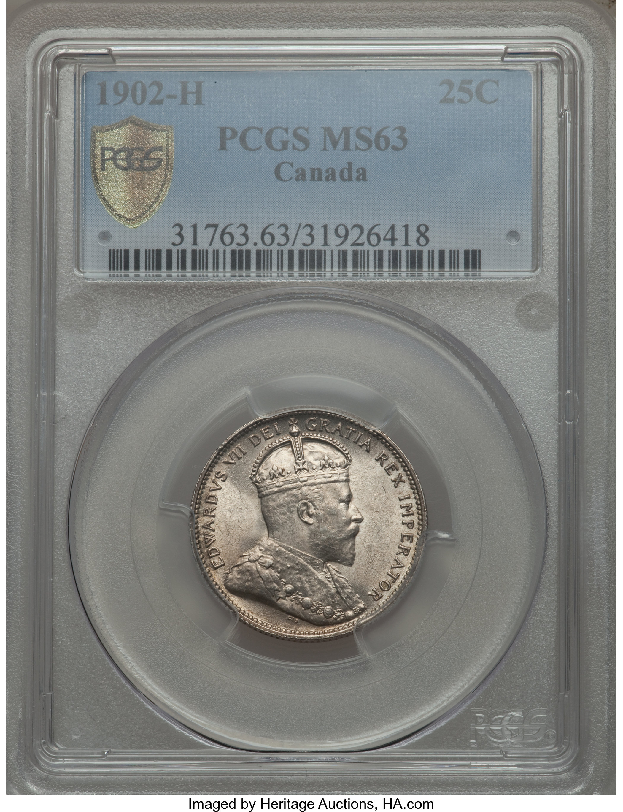 Canada: Edward VII 25 Cents 1902-H MS63 PCGS,...
