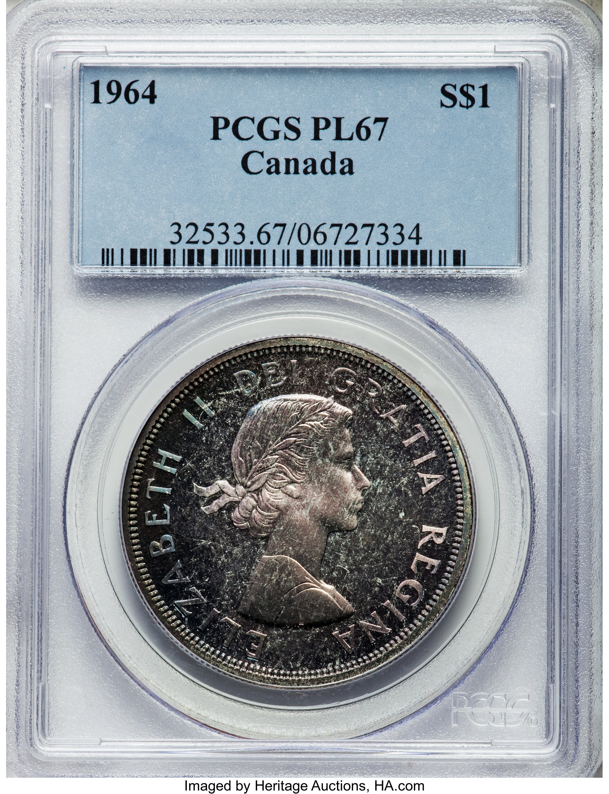 1964 S$1  Confederation PL MS67 thumbnail 2