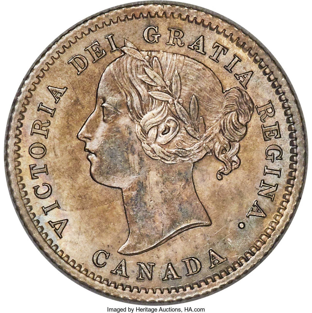 Canada: Victoria "Narrow 0" 10 Cents 1870 MS62 PCGS,...