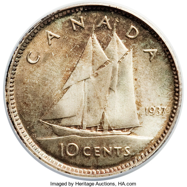 1937 10c Bluenose, Matte MS64 thumbnail 8