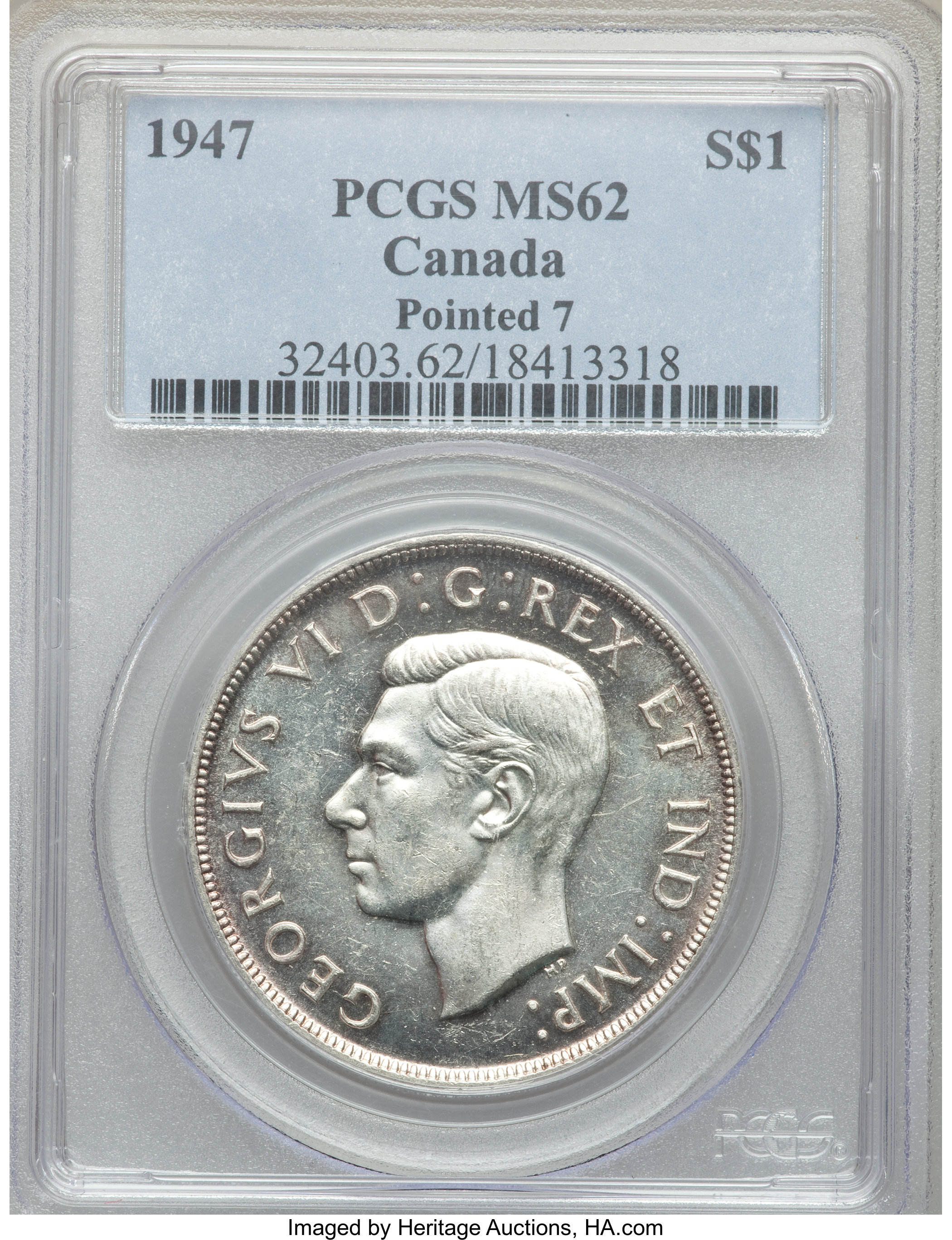 1947 S$1 Pointed 7  MS (KM-37) XF40 thumbnail 22