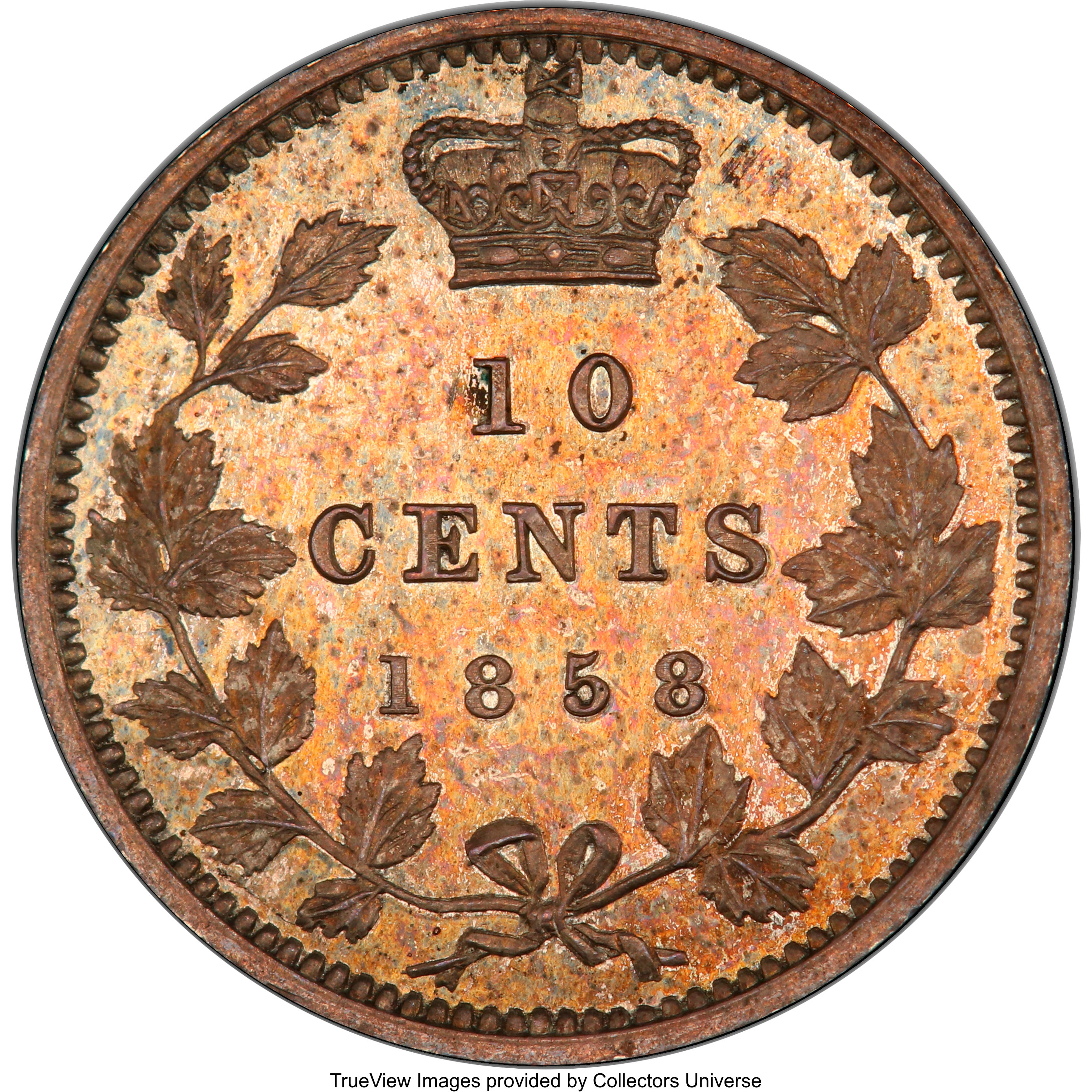 1858 10c Province of Canada, Small Date, Plain Edge MS61 thumbnail 16