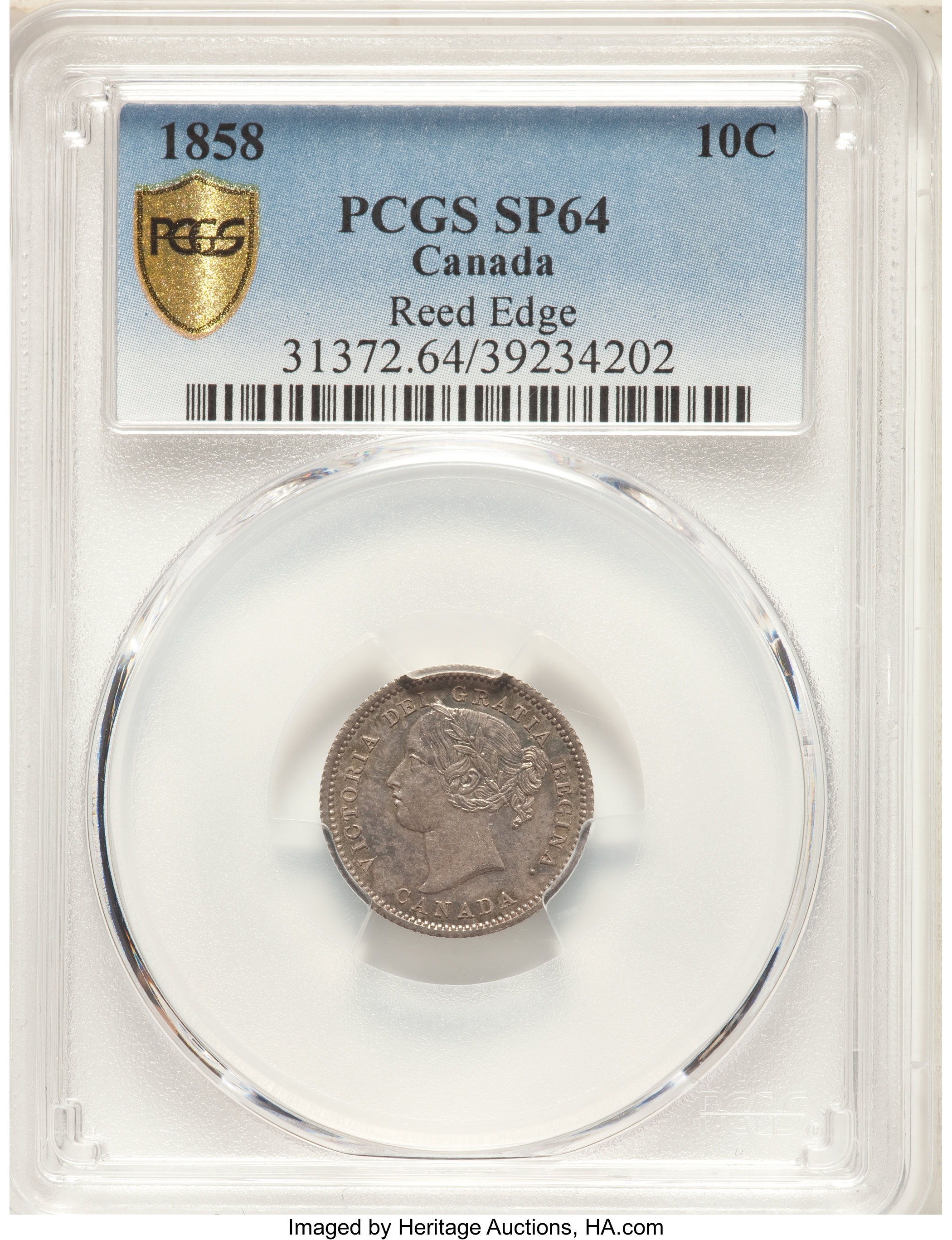 1858 10c Province of Canada, Small Date, Reeded Edge MS60 thumbnail 6