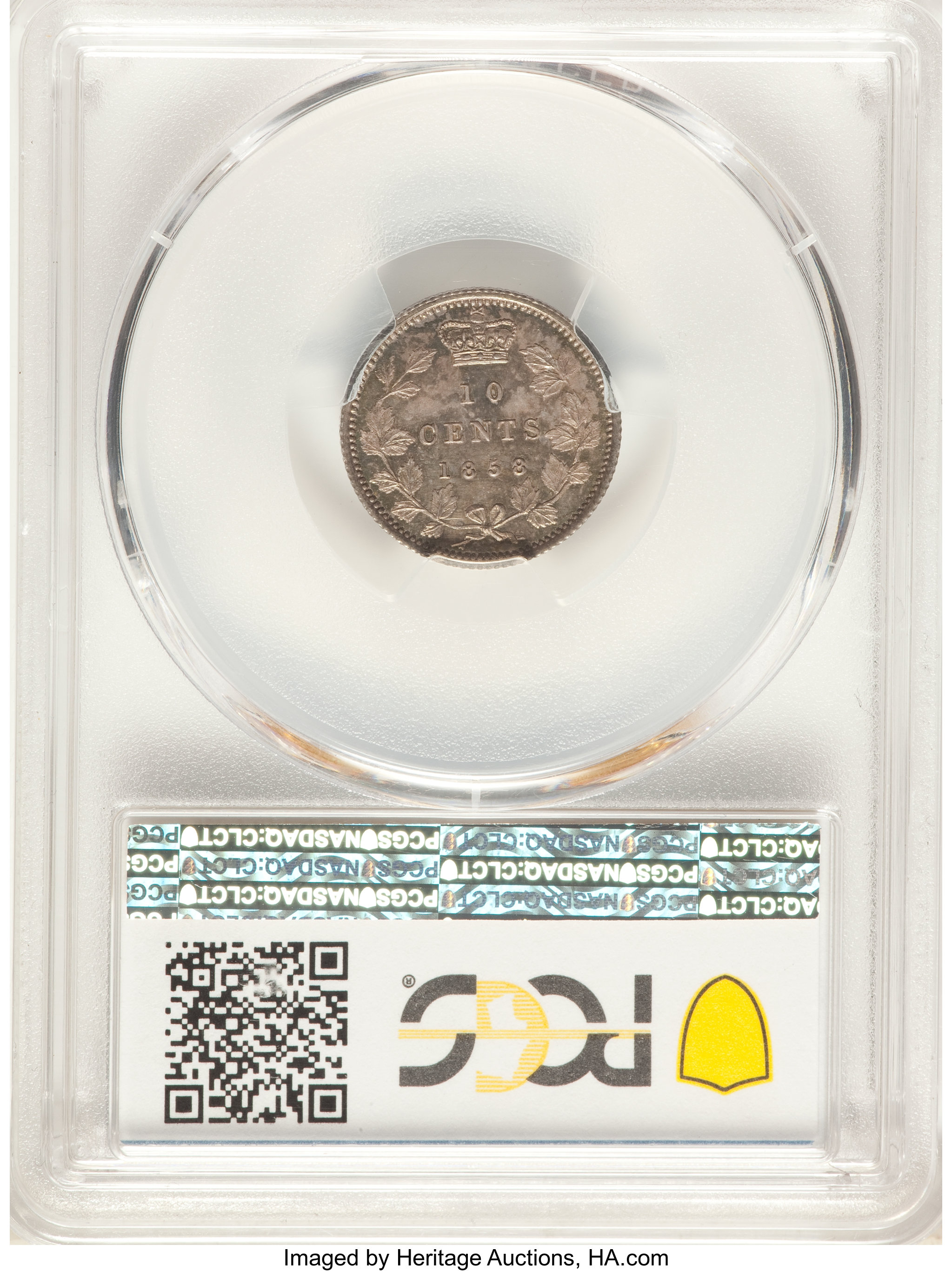 1858 10c Province of Canada, Small Date, Reeded Edge MS60 thumbnail 7