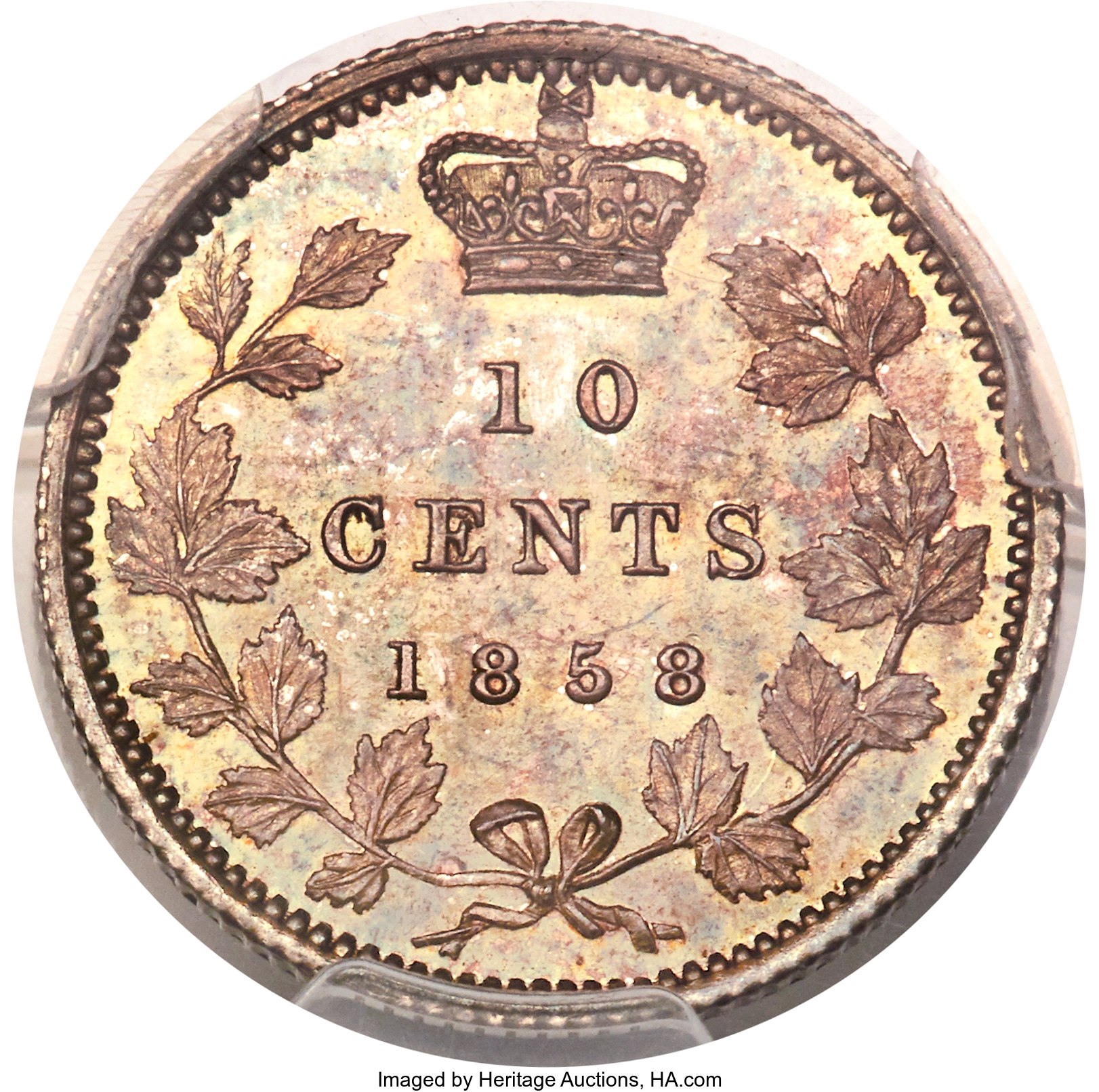 1858 10c Province of Canada, Small Date, Reeded Edge MS60 thumbnail 8