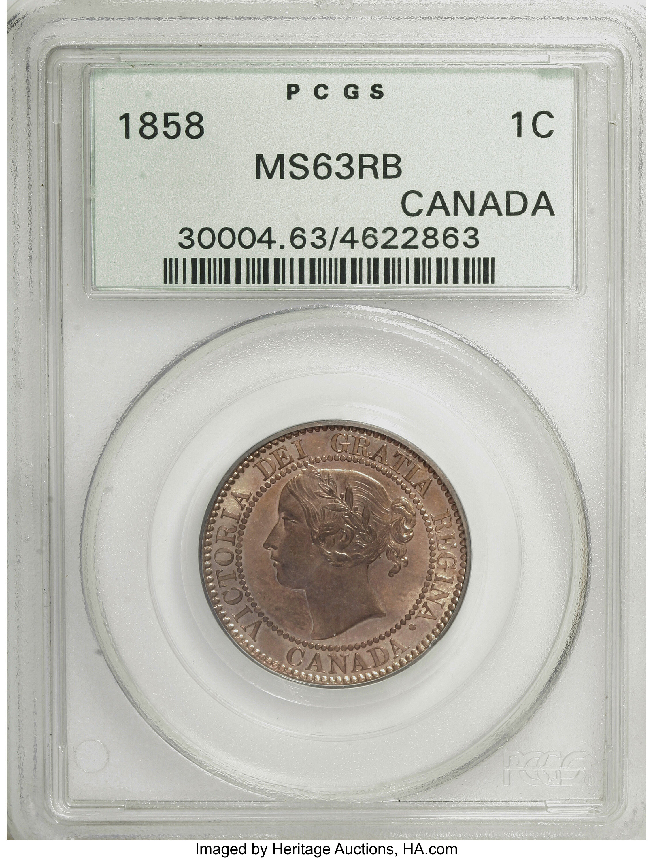 1858 1c Province of Canada, Broken Vine MS RB MS63 RB thumbnail 9