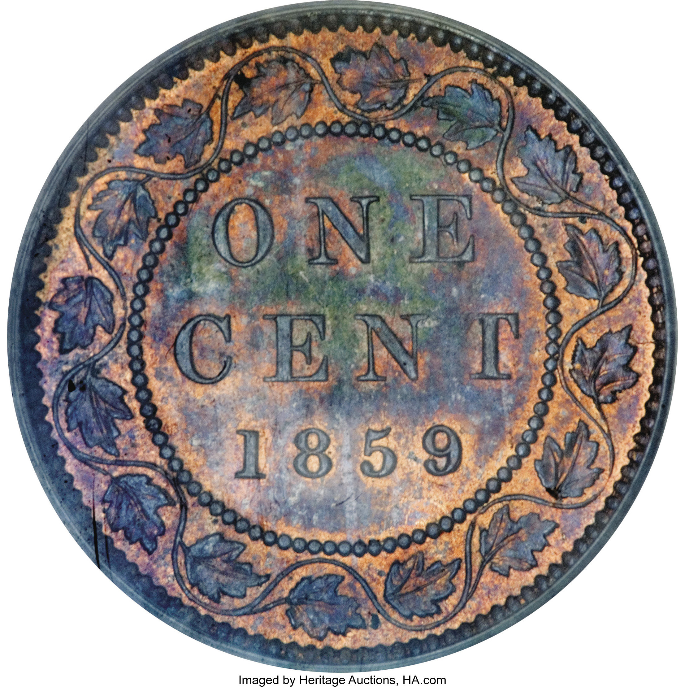 1859/8 1c Province of Canada, Medal Alignment, Wide 9 MS RB MS63 RB thumbnail 12