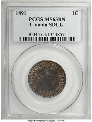 image for: Canada: Victoria Cent 1891 Small Date Large Leaves,...