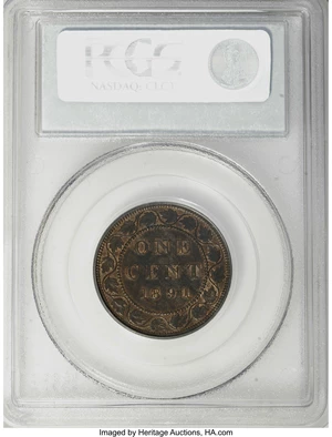 image for: Canada: Victoria Cent 1891 Small Date Large Leaves,...