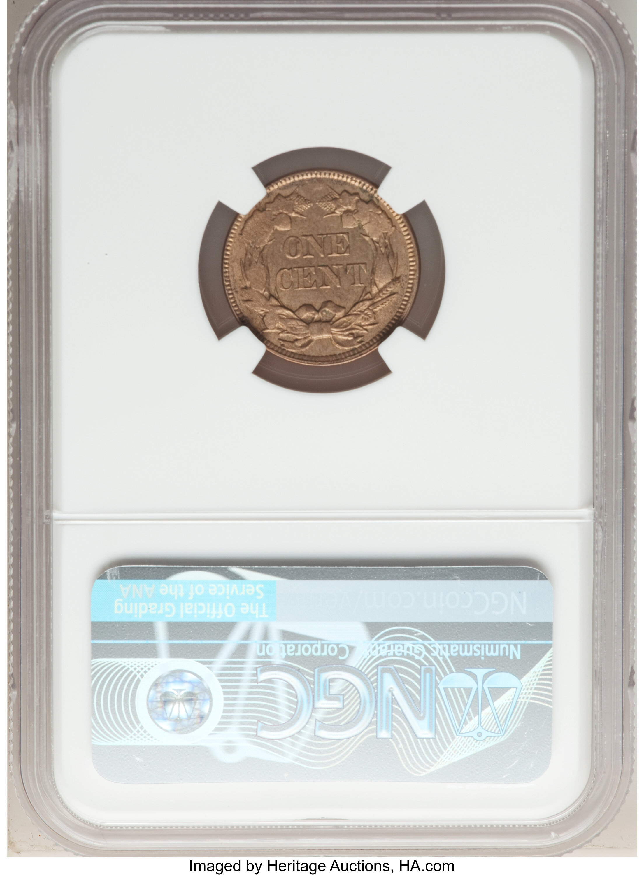 1857 1c Flying Eagle, 50c Obv. Clash, FS-402, S-9 MS61 thumbnail 2