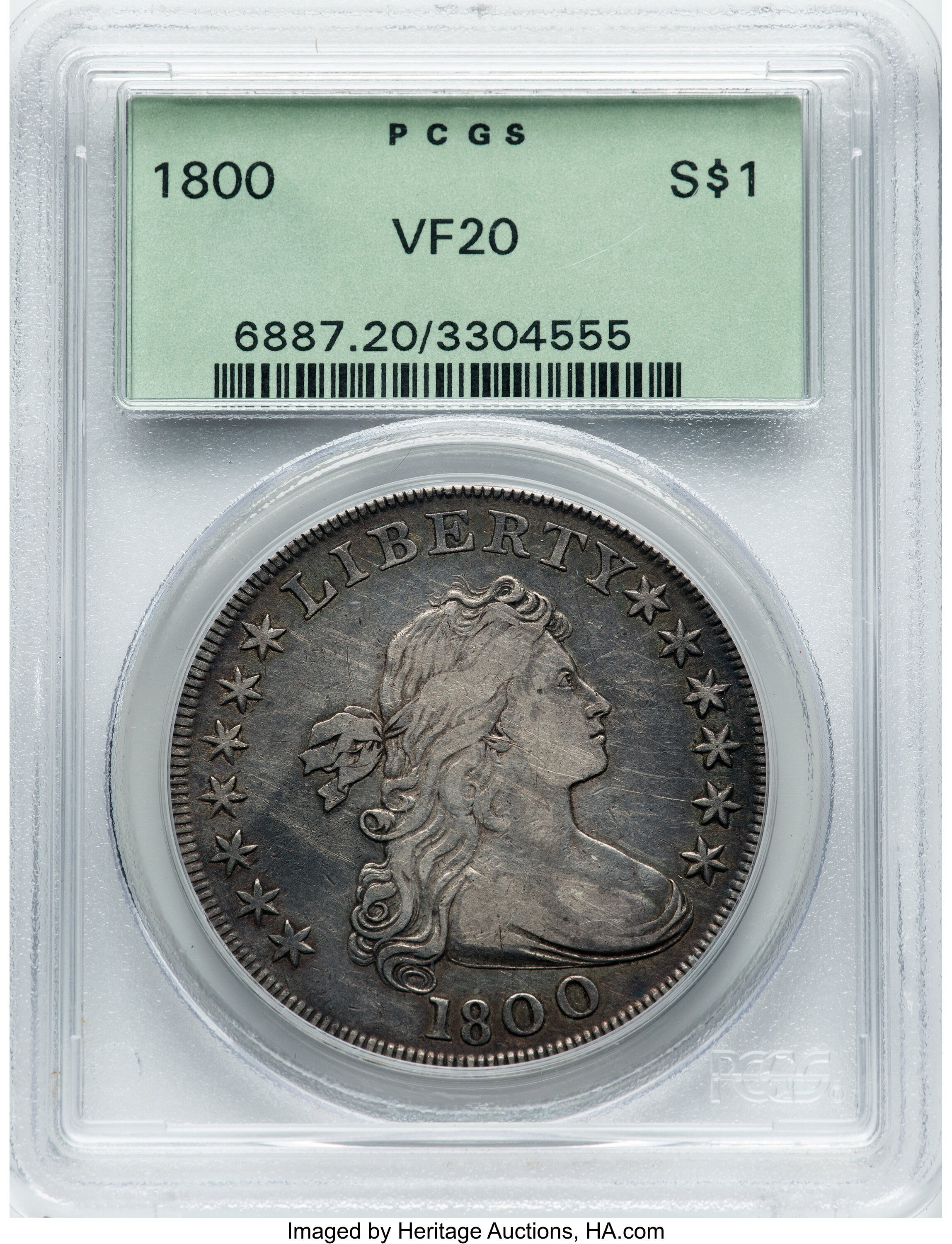 1800 $1  Wide Date, Low 8 VF20 thumbnail 4