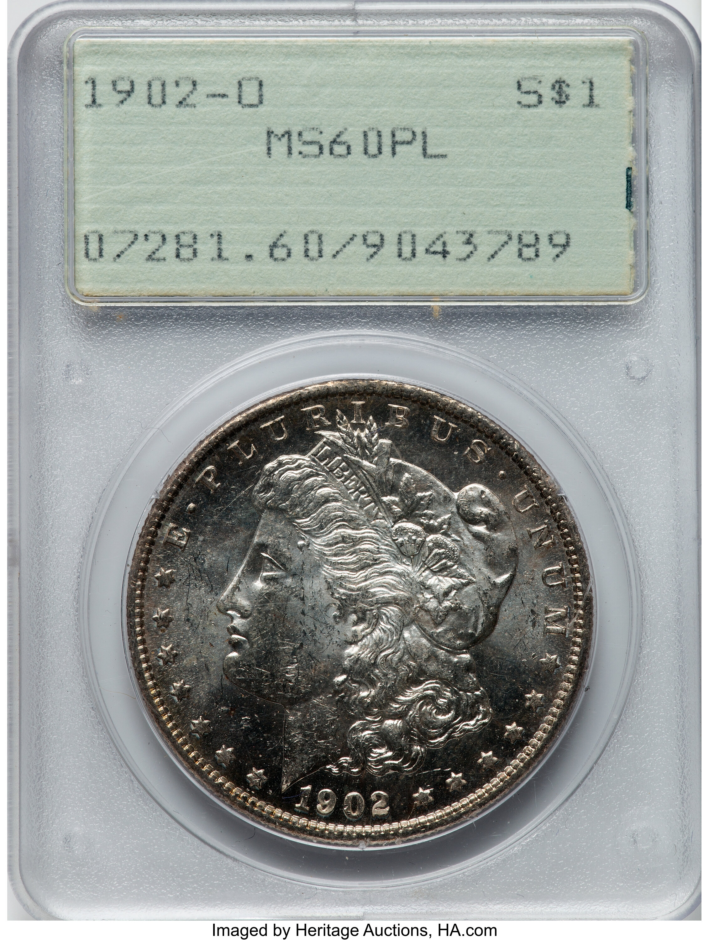 1902-O $1 MS60 Prooflike PCGS. PCGS Population: (3/786). NGC Census: (2/897). CDN: $99 Whsle. Bid for NGC/PCGS MS60. Mintag...