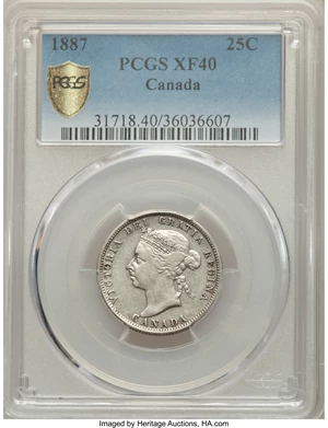 image for: Canada: Victoria 25 Cents 1887 XF40 PCGS,...