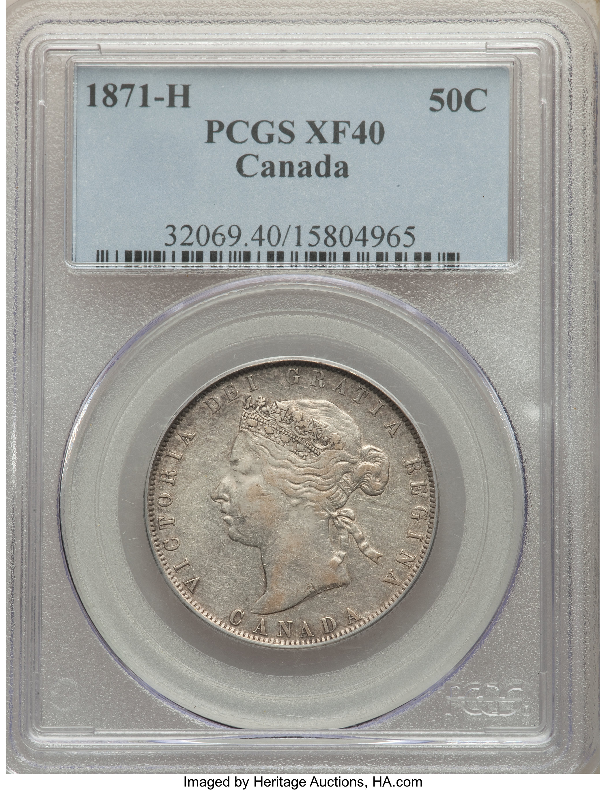 Canada: Victoria 50 Cents 1871-H XF40 PCGS,...