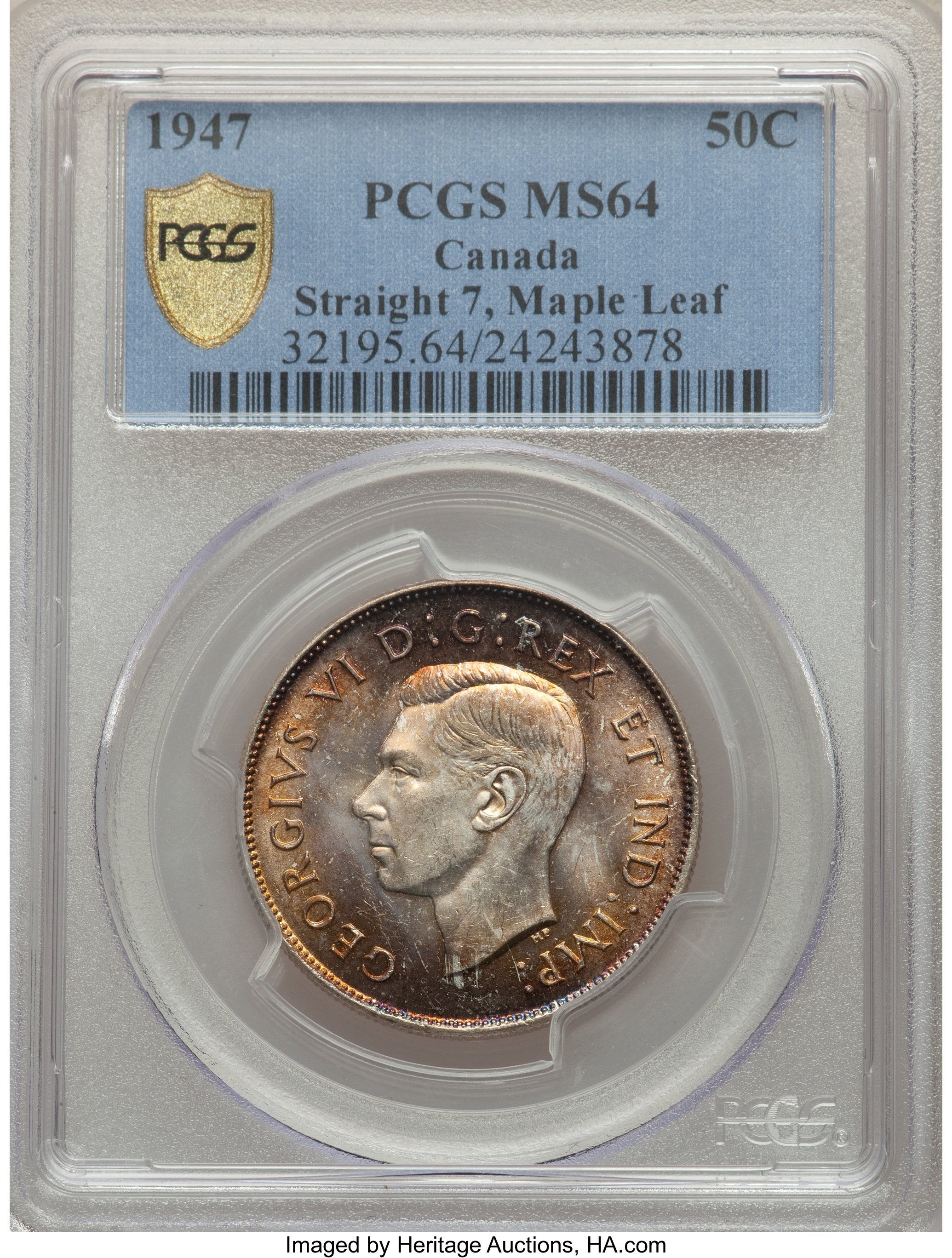 1947 50c Maple Leaf, Straight 7 VF35 thumbnail 25
