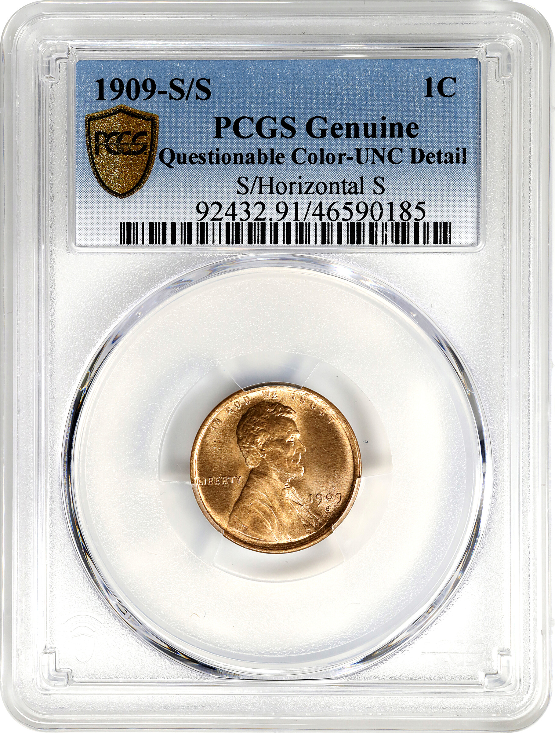 1909-S/S 1c Lincoln, S over Horizontal S MS BN AG3 BN thumbnail 5
