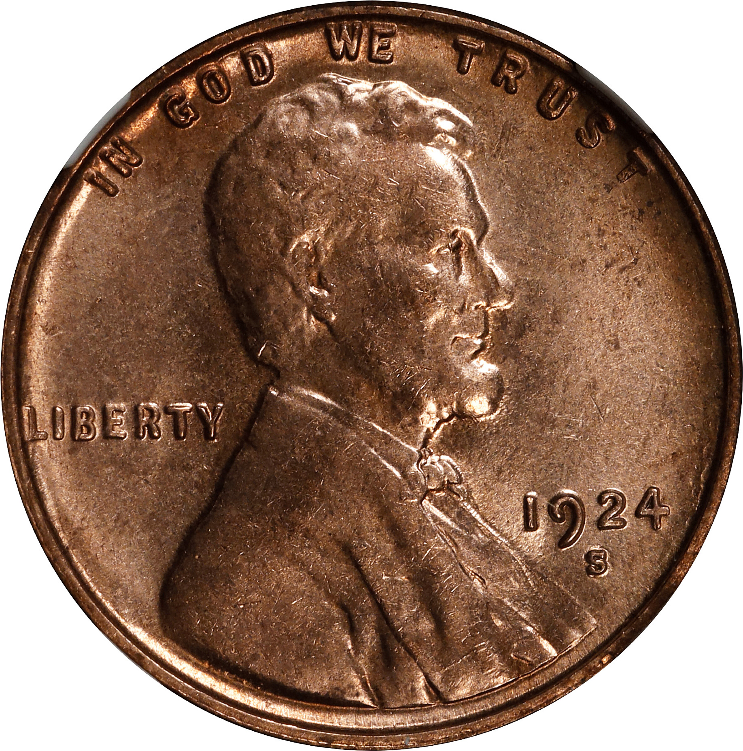 1924-S Lincoln Cent. Unc Details--Altered Color (NGC).
