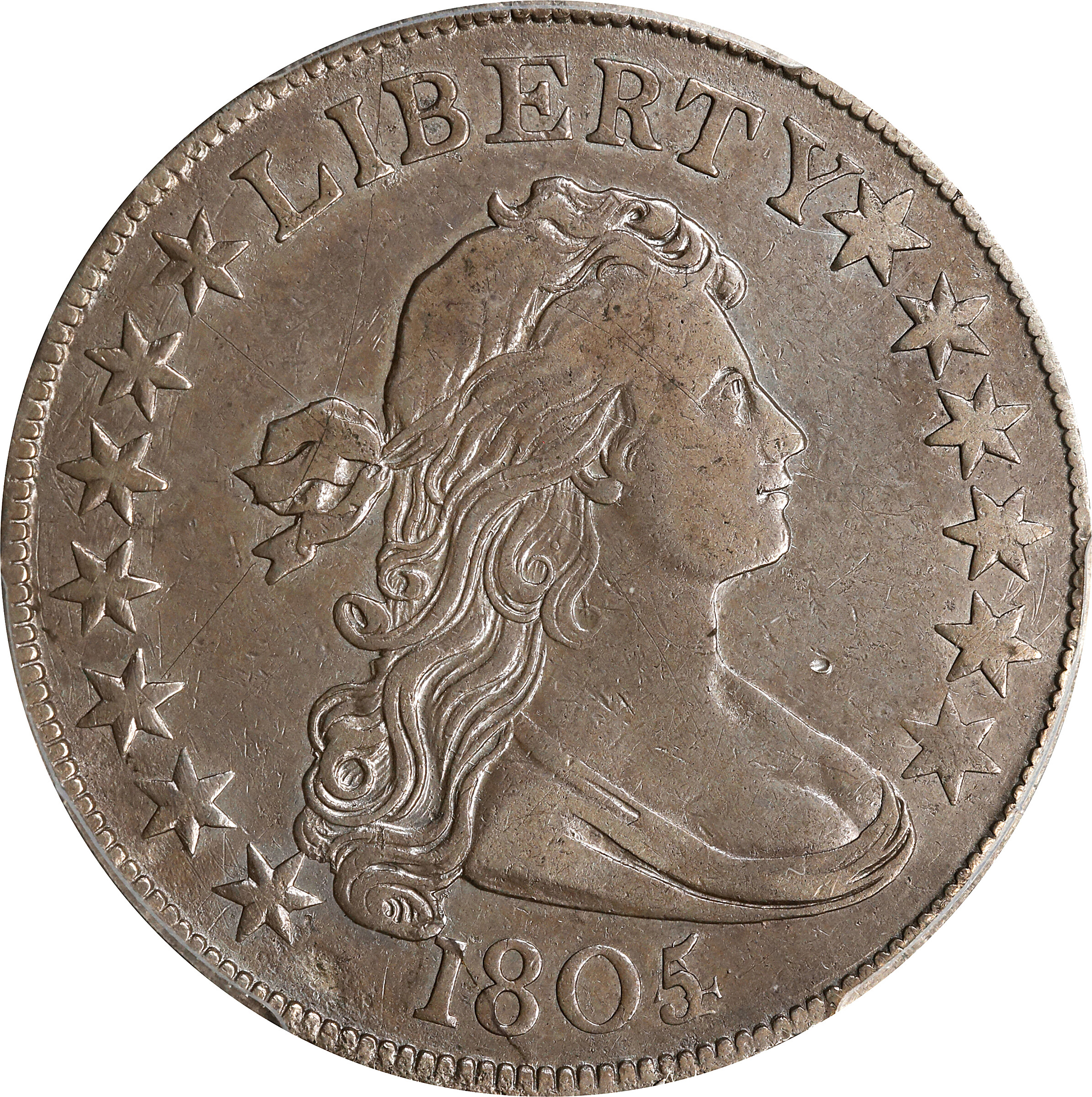 1805/4 Draped Bust Half Dollar. O-102, T-5. Rarity-3. VF Details--Cleaned (PCGS).
