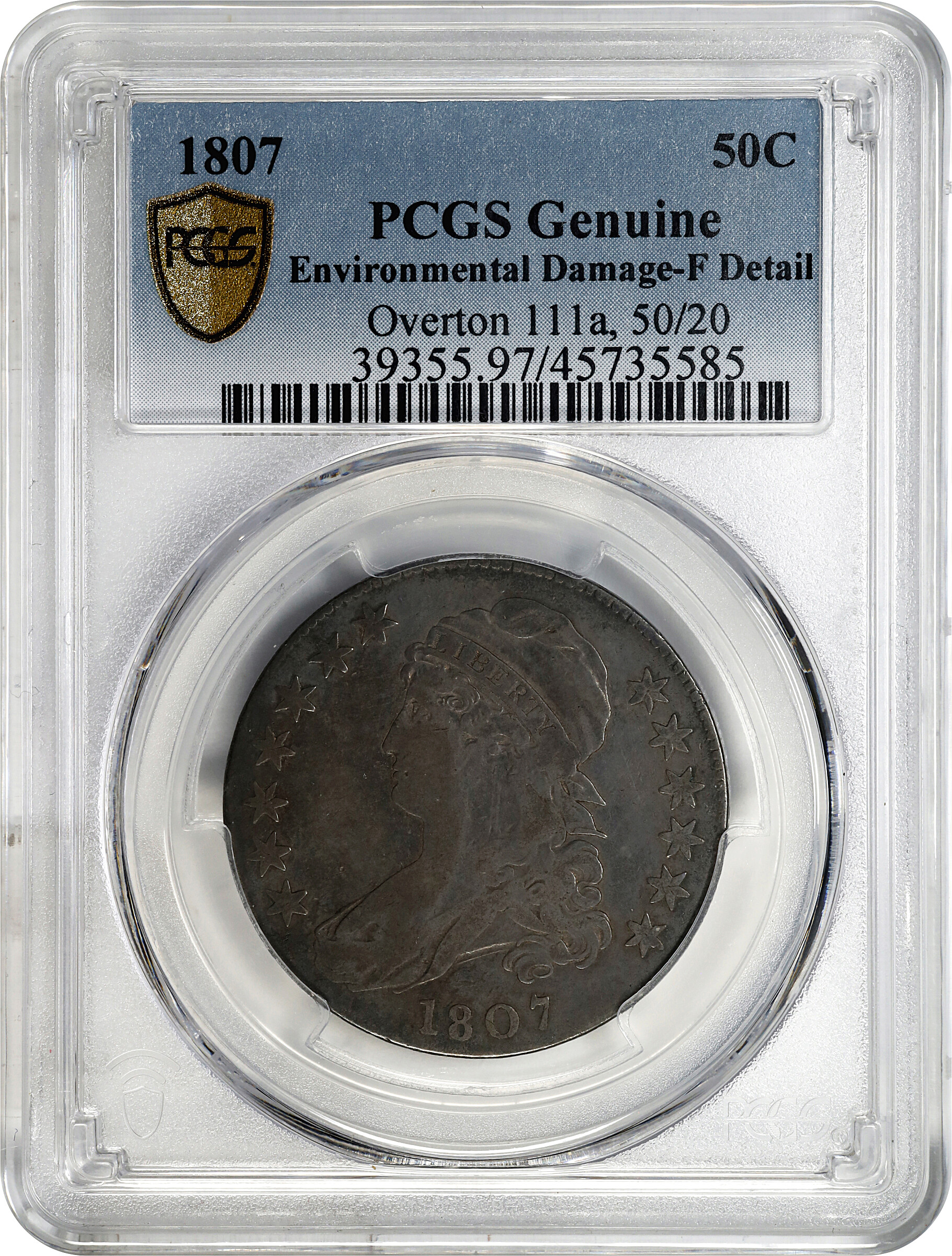 1807 50c Capped Bust, Light Beard, 50/20, O-111a G6 thumbnail 3