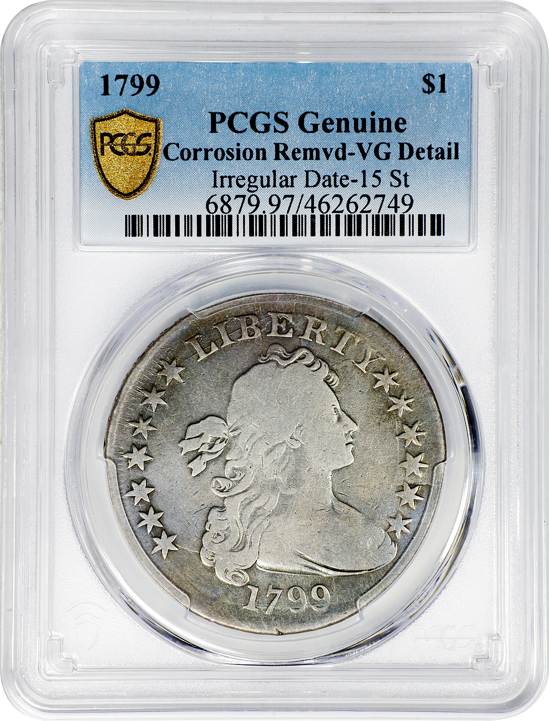1799 $1  Irregular Date, 15 Stars AG3 thumbnail 5