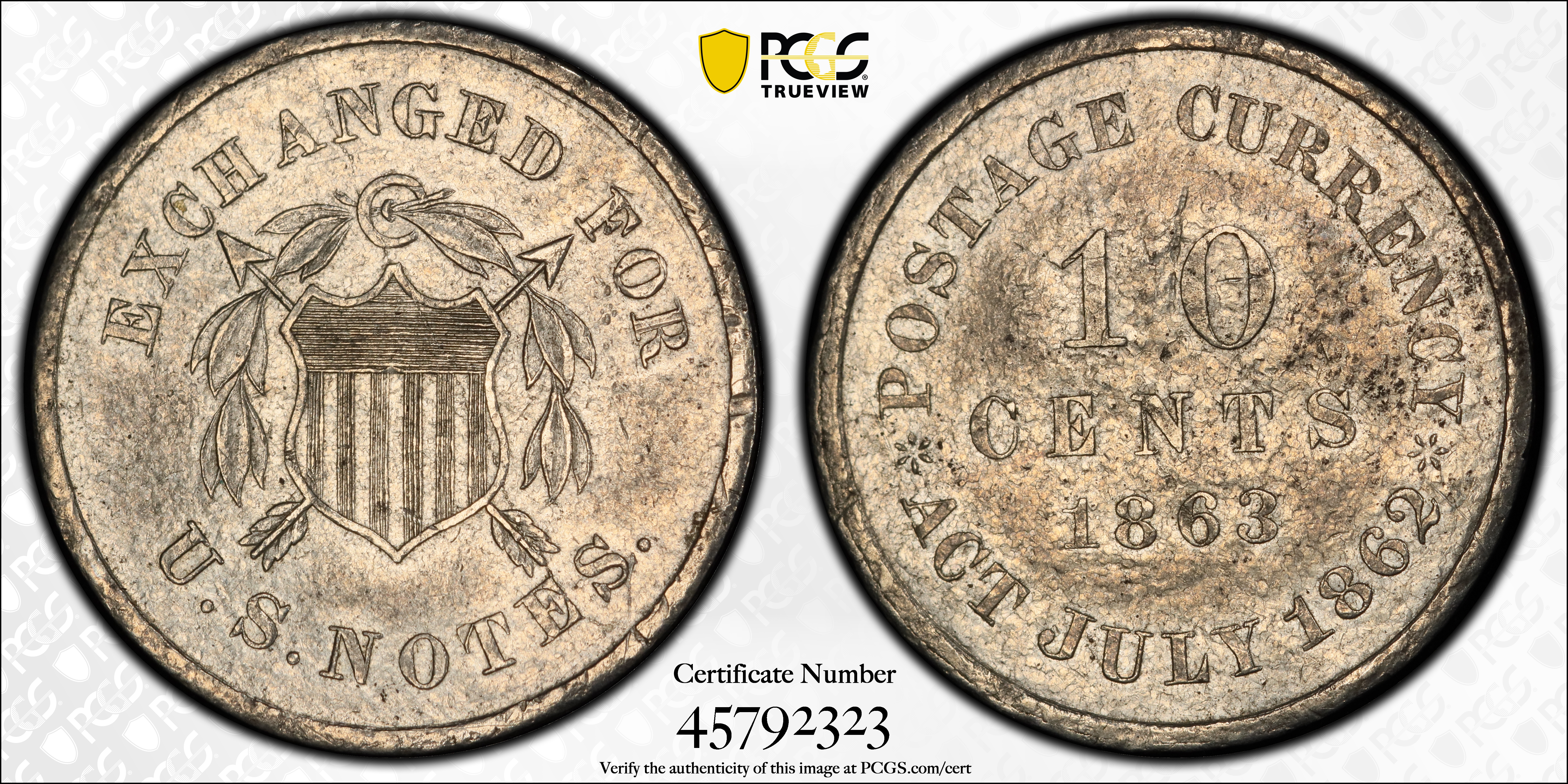 1863 P10c Aluminum, J-327 PR thumbnail 8