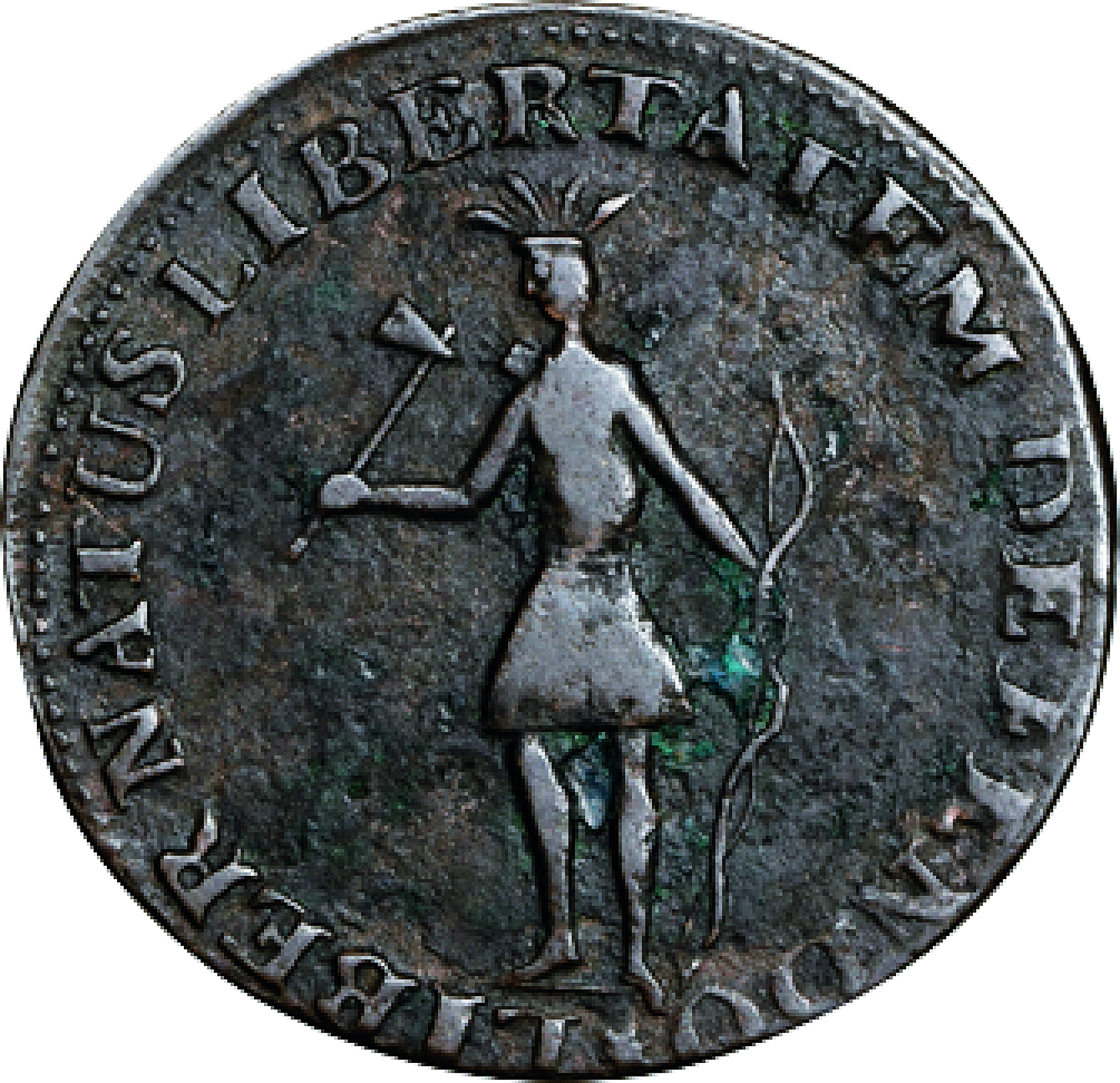 1787 New York Excelsior Copper. W-5800, Breen-991. Rarity-7-. Standing Indian / Eagle on Globe. VF Details--Environmental Damage (PCGS).