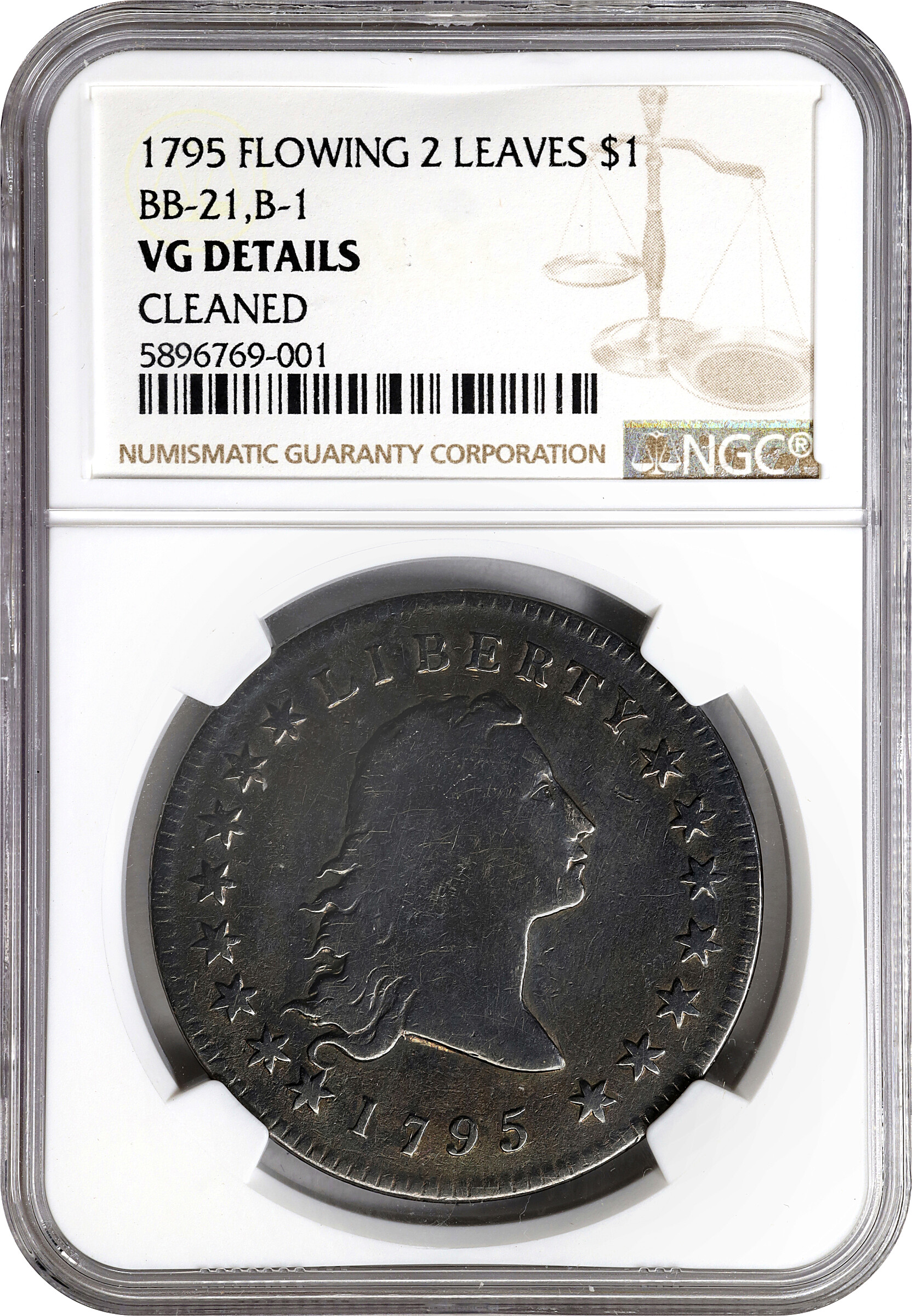 1795 $1  Flowing Hair, 2 Leaves, B-1, BB-21 F12 thumbnail 20