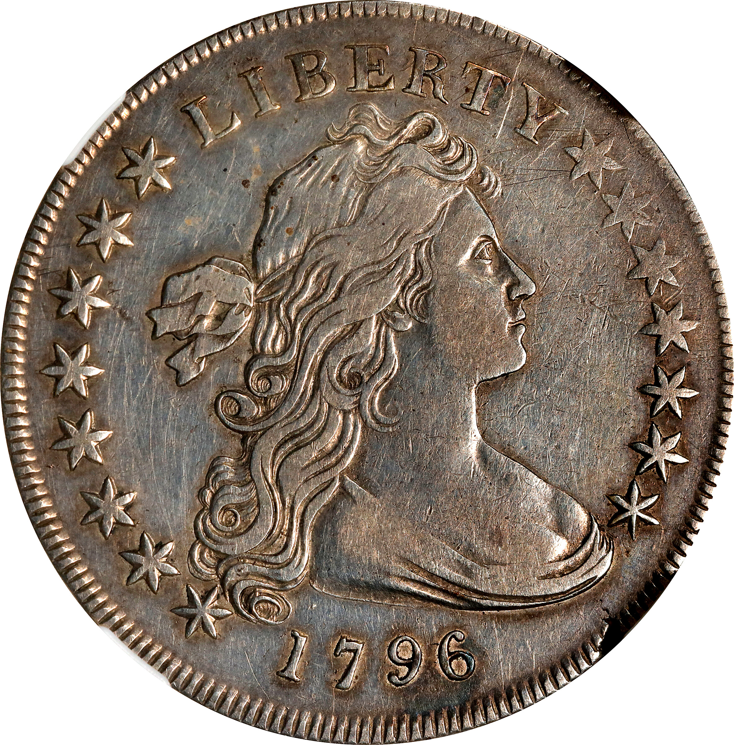 1796 Draped Bust Silver Dollar. BB-61, B-4. Rarity-3. Small Date, Large Letters. VF Details--Cleaned (NGC).