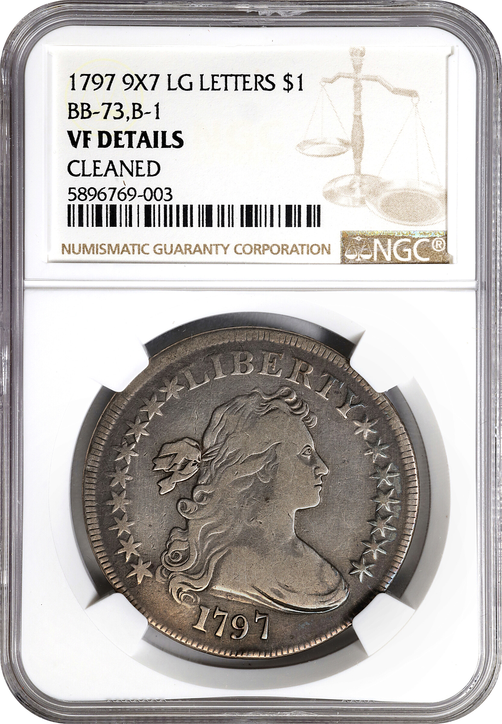 1797 $1  9x7 Stars, Large Letters, B-1, BB-73 AG3 thumbnail 4