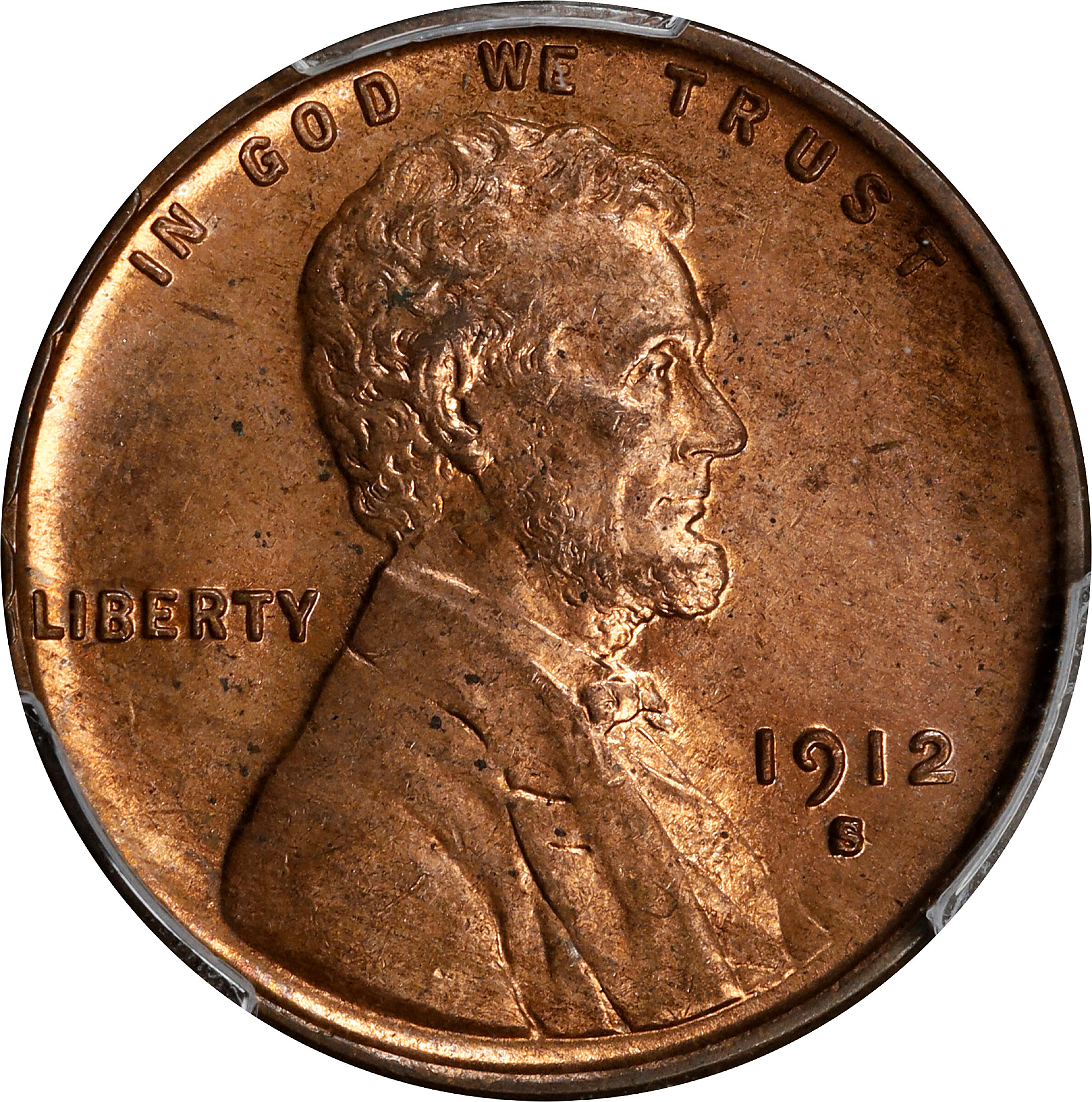 1912-S Lincoln Cent. MS-63 RD (PCGS).