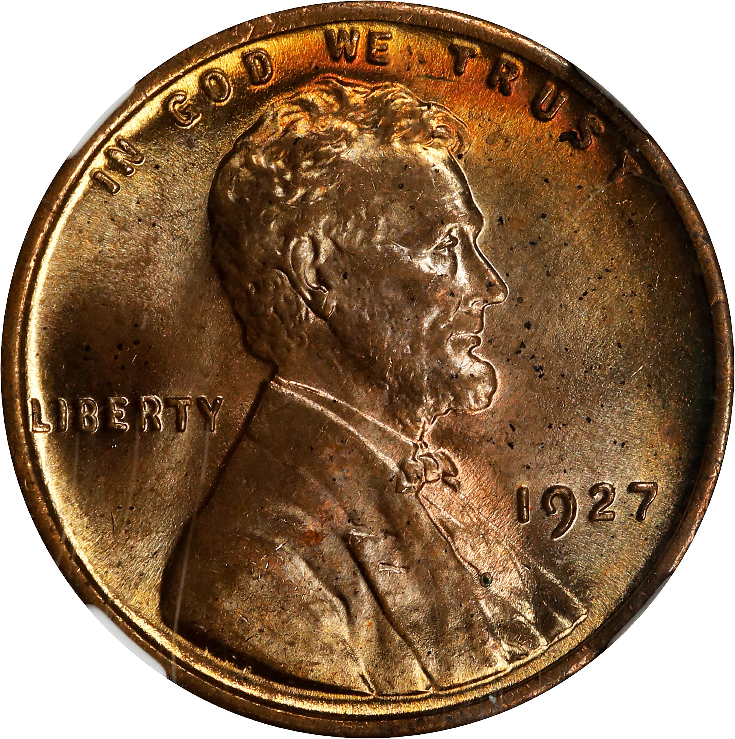 1927 Lincoln Cent. MS-64+ RB (NGC).