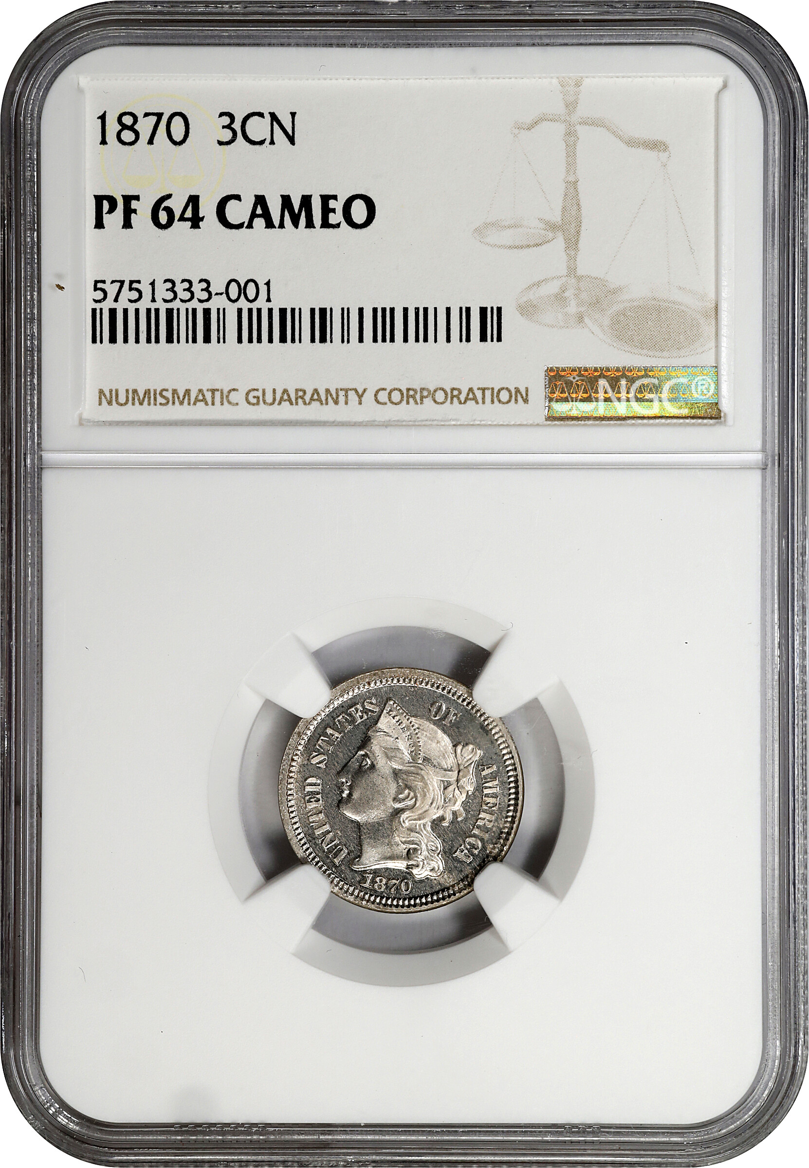 1870 3cN PR CAM PR62 CAM CAC thumbnail 7