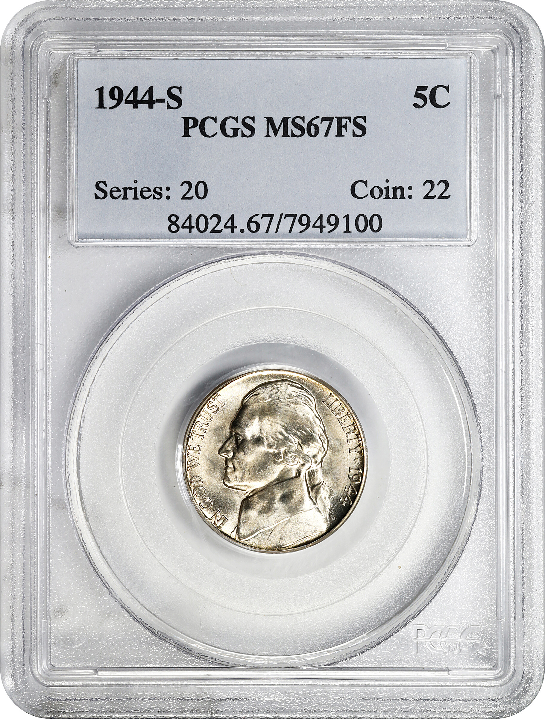 1944-S 5c Silver MS FS MS67 FS thumbnail 8