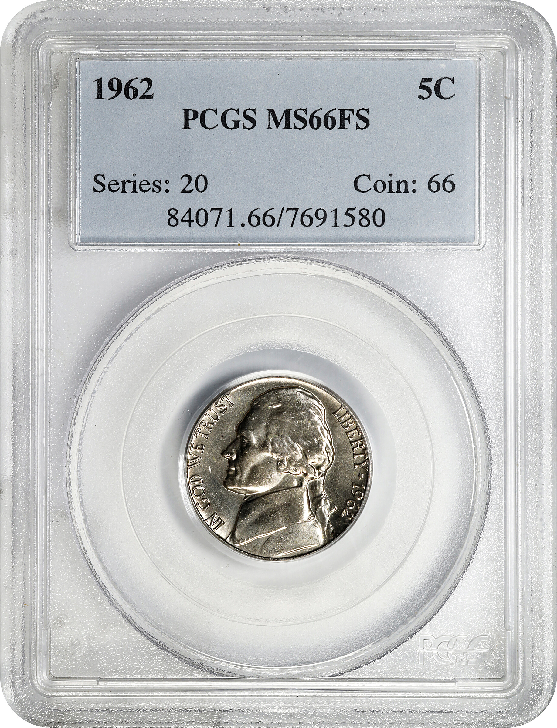 1962 5c MS FS MS66 FS thumbnail 9