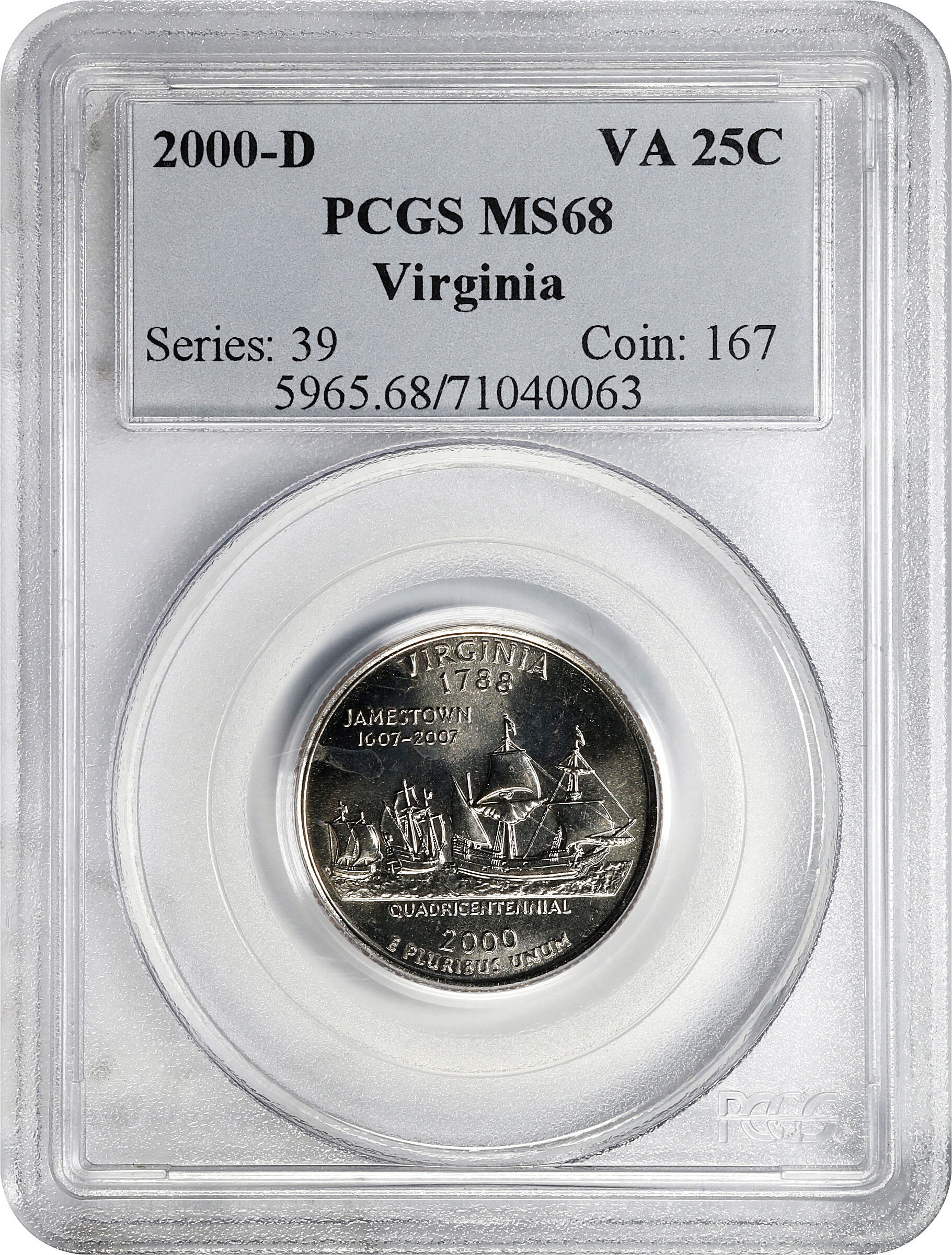2000-D 25c Virginia MS68 thumbnail 6