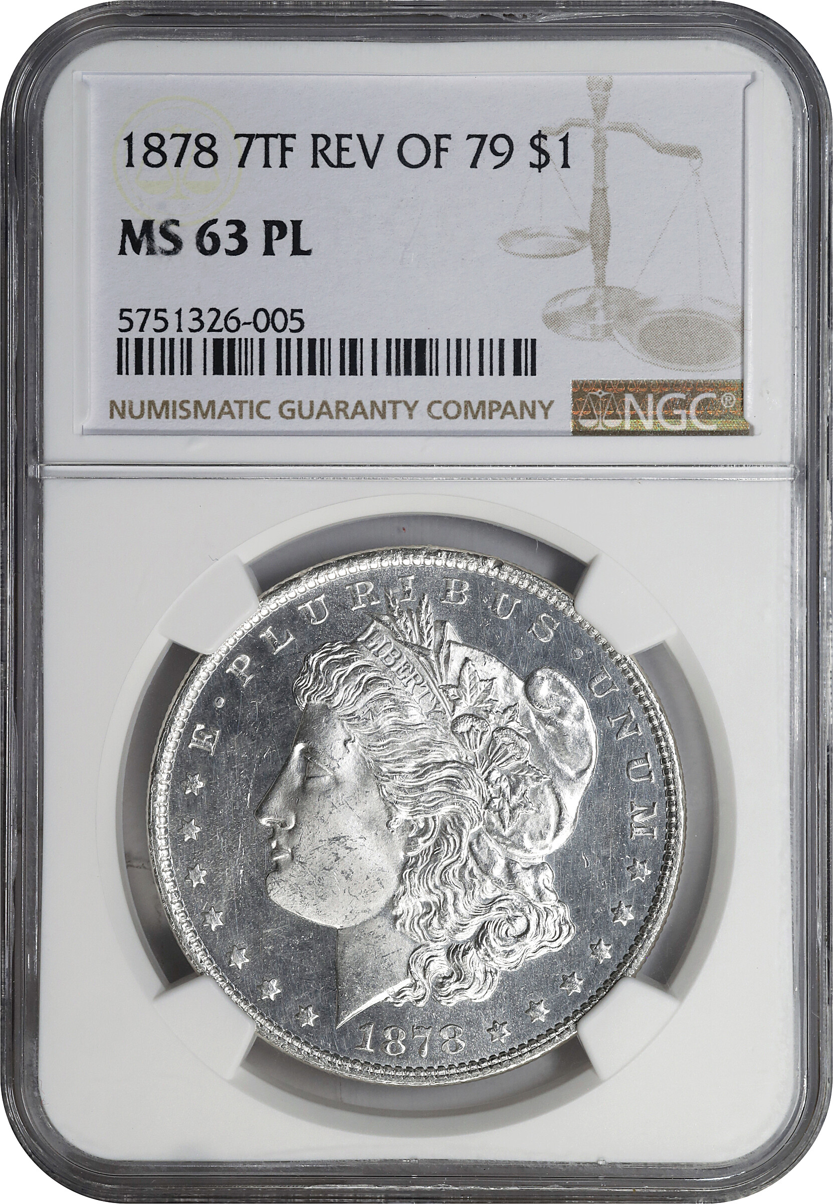 1878 7TF $1  Reverse of 1879 MS PL MS63 PL thumbnail 4