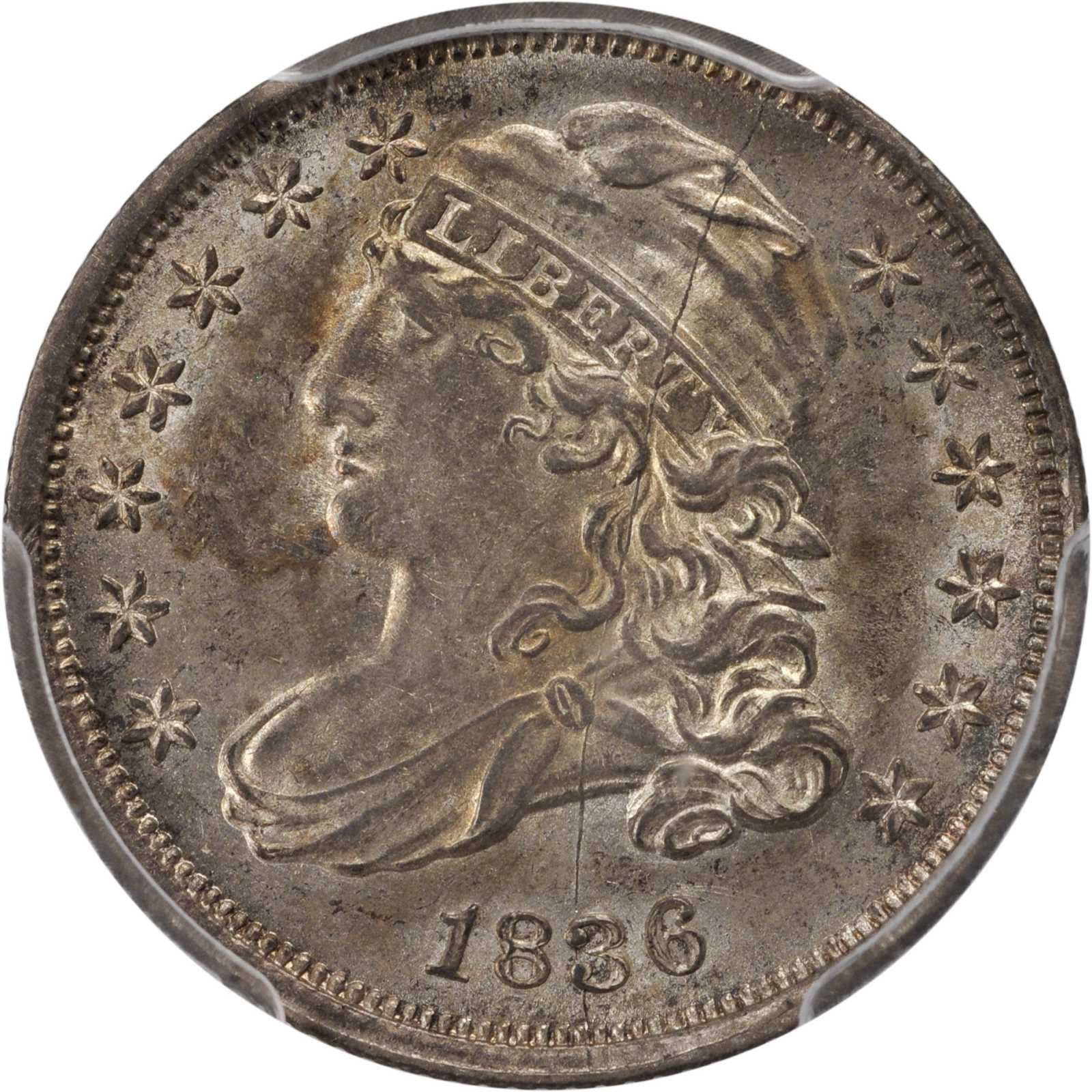 1836 Capped Bust Dime. JR-2. Rarity-2. AU-58 (PCGS).