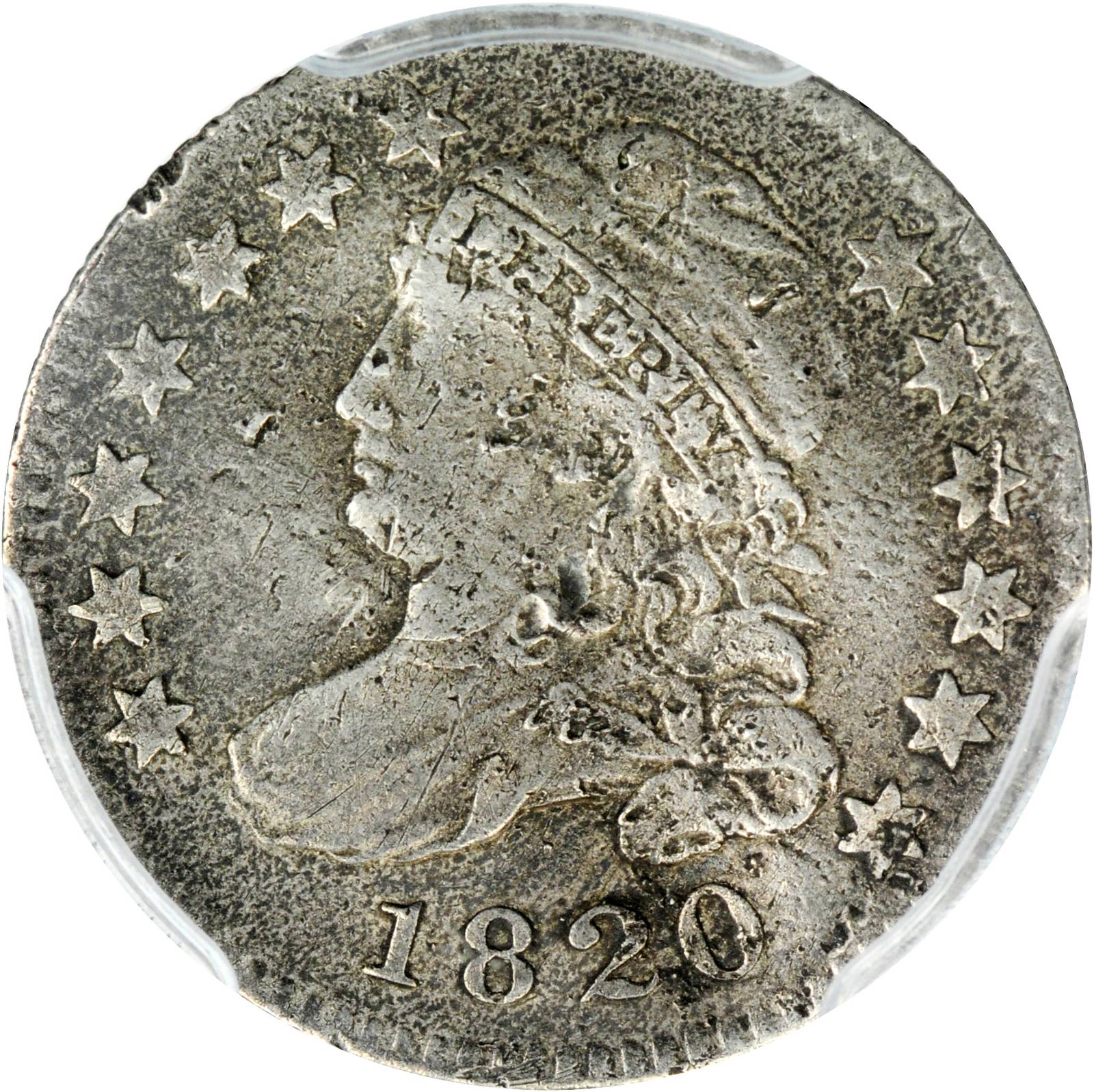 1820 Capped Bust Dime. JR-12. Rarity-6. Small 0. VF Details--Damage (PCGS).