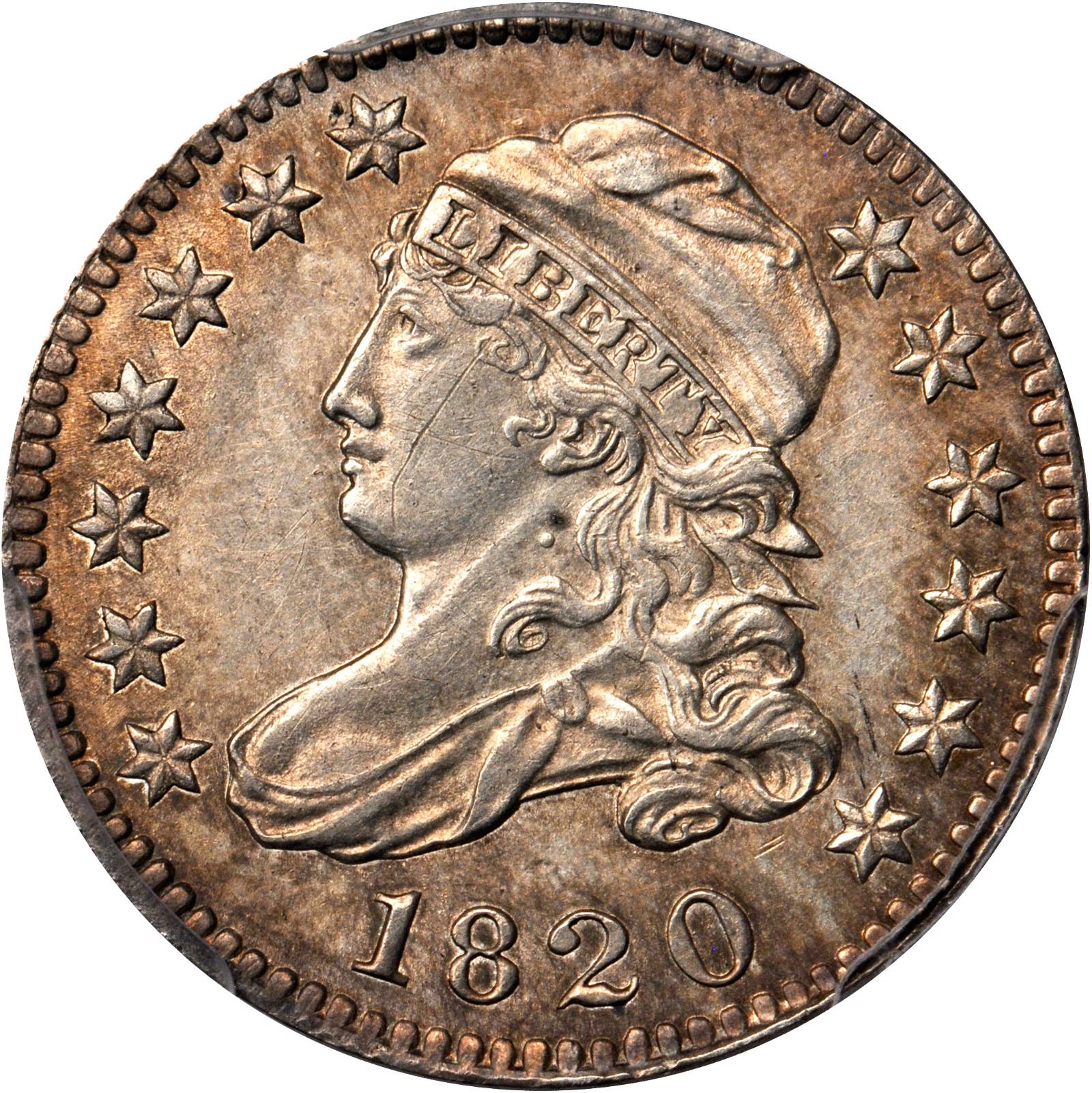 1820 Capped Bust Dime. JR-7. Rarity-2. Small 0. AU Details--Cleaning (PCGS).