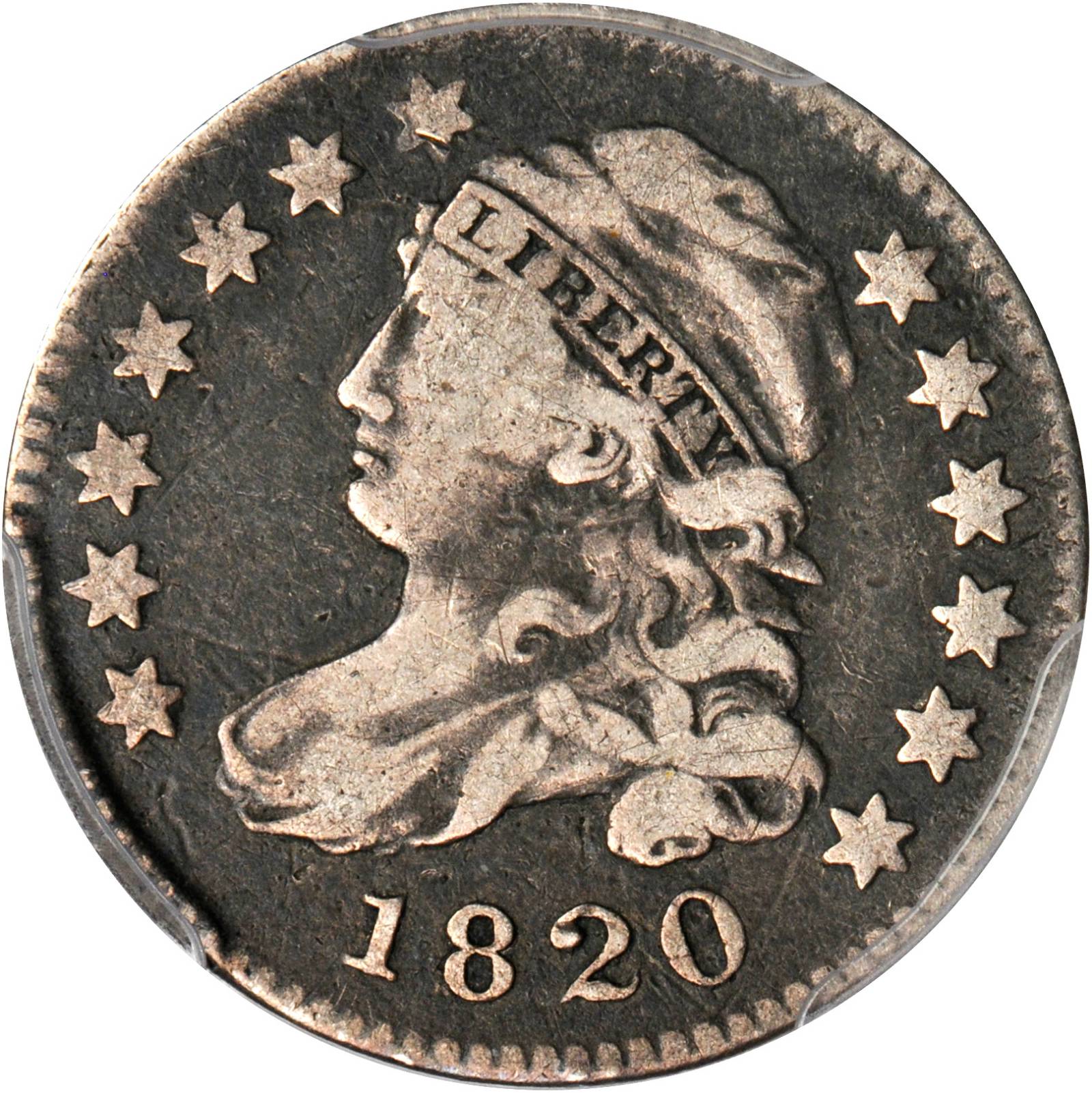 1820 Capped Bust Dime. JR-12. Rarity-6. Small 0. VG-10 (PCGS).